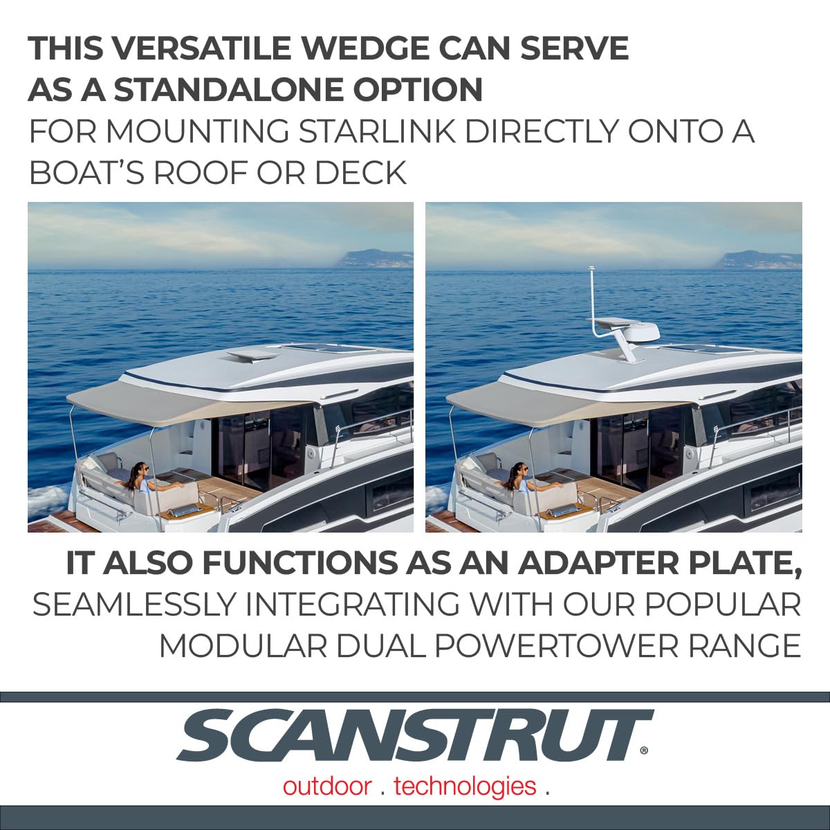 Flat High-Performance Aluminum Wedge for Starlink Scanstrut - 8°