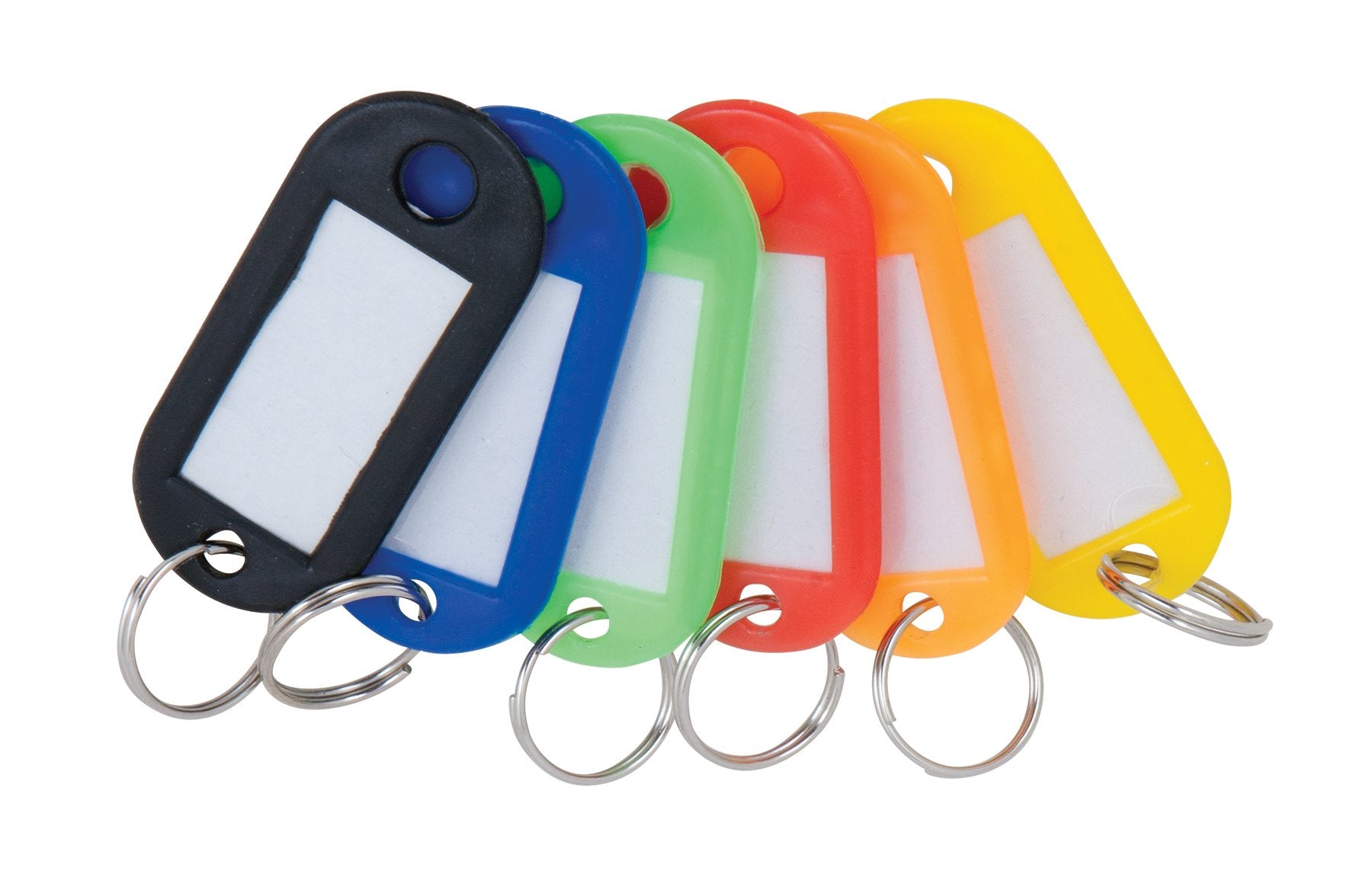 Color-Coded Performance Tool Keychain Tags with Label Inserts and Split Keyring - Pack of 12 for Easy Identification of Keys in Six Colors