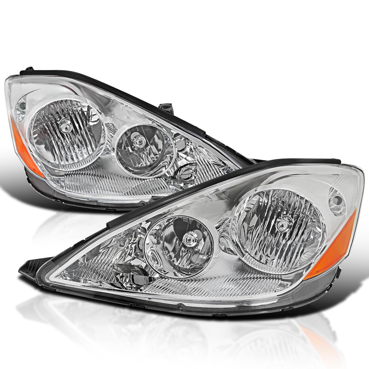 Chrome Headlights SPEC-D TUNING Compatible with 2006-2010 Toyota Sienna, Left + Right Pair Headlamp Assembly