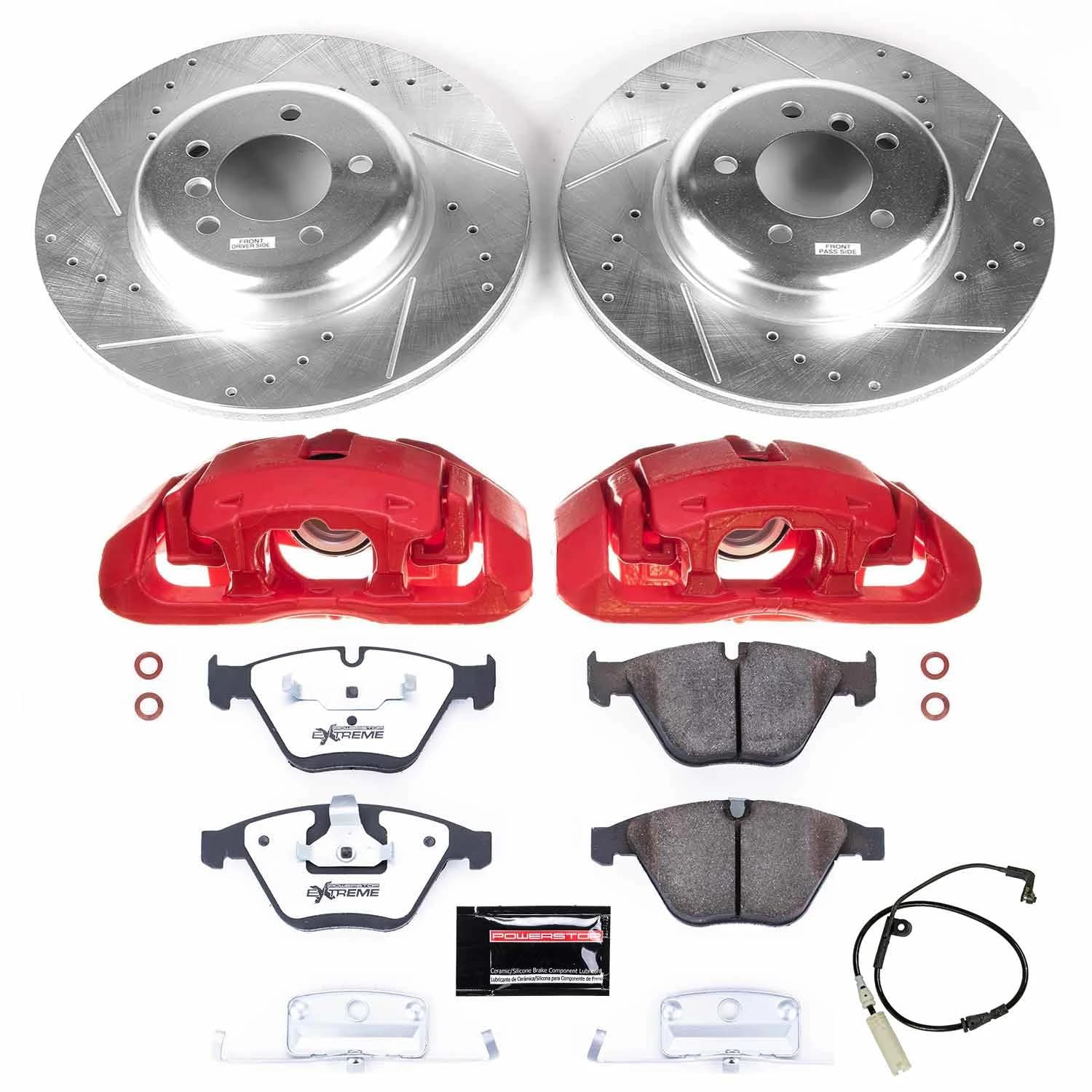 Power Stop Z26 KC2918-26 Front Caliper Kit-Drilled/Slotted Rotors, Carbon Ceramic Brake Pads, Calipers For BMW 535i, BMW 545i, BMW 550i, BMW 645Ci, BMW 650i [Model Specific]