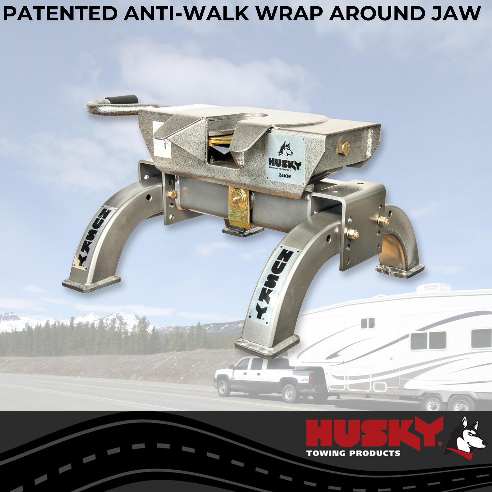 Husky Towing Fifth Wheel Trailer Hitch 33232P W Series Includes Fifth Wheel Head With Wrap Around Jaw/ Head Support and Legs