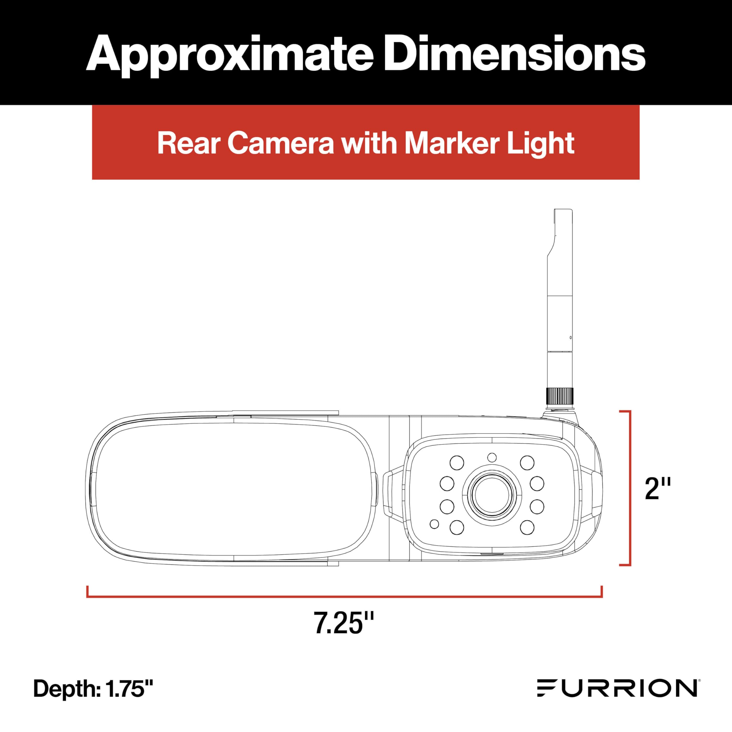Furrion Vision S+ RV Observation System with 7" Monitor, Cameras Left/Right Side w/LED Marker Lights, Sharkfin, Rear Camera with LED Marker Light, Infrared Night Vision, Live Streaming - FOS7HTAPM