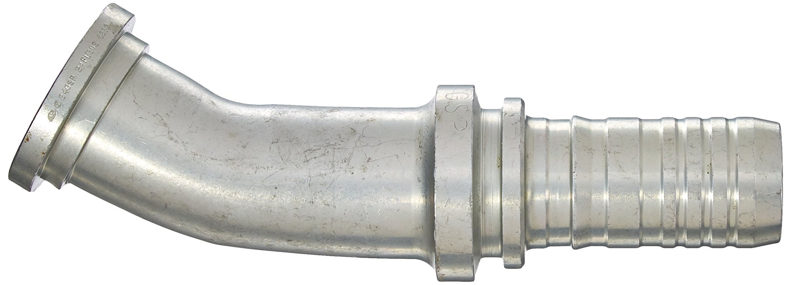 GlobalSpiral Couplings Gates 24GSP-24FL30S, Code 61 O-Ring Flange, Zinc Plated Carbon Steel, 8.23", 30° Bent Tube, 1 1/2" ID