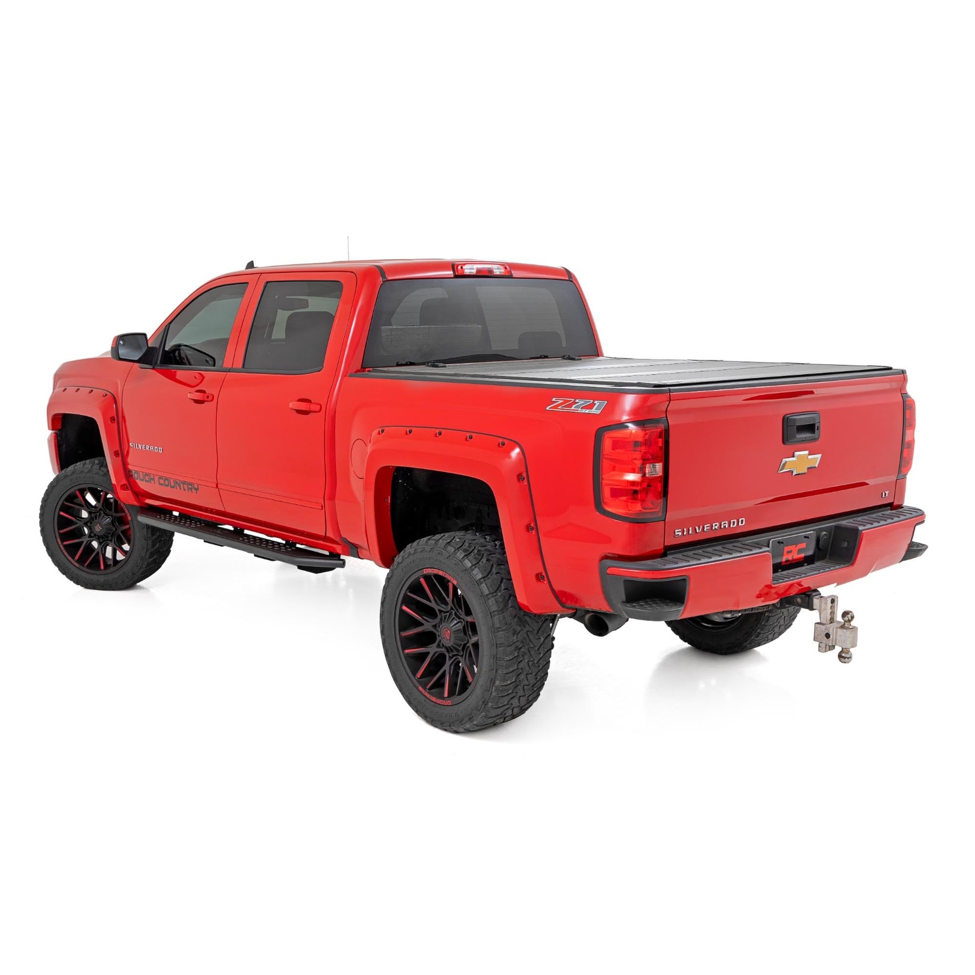 Rough Country Running Boards OV2 for Chevy Silverado & GMC Sierra 1500/2500HD/3500HD (2007-2019) Crew Cab - Contoured Side Step Bars, Easy Bolt-On Install