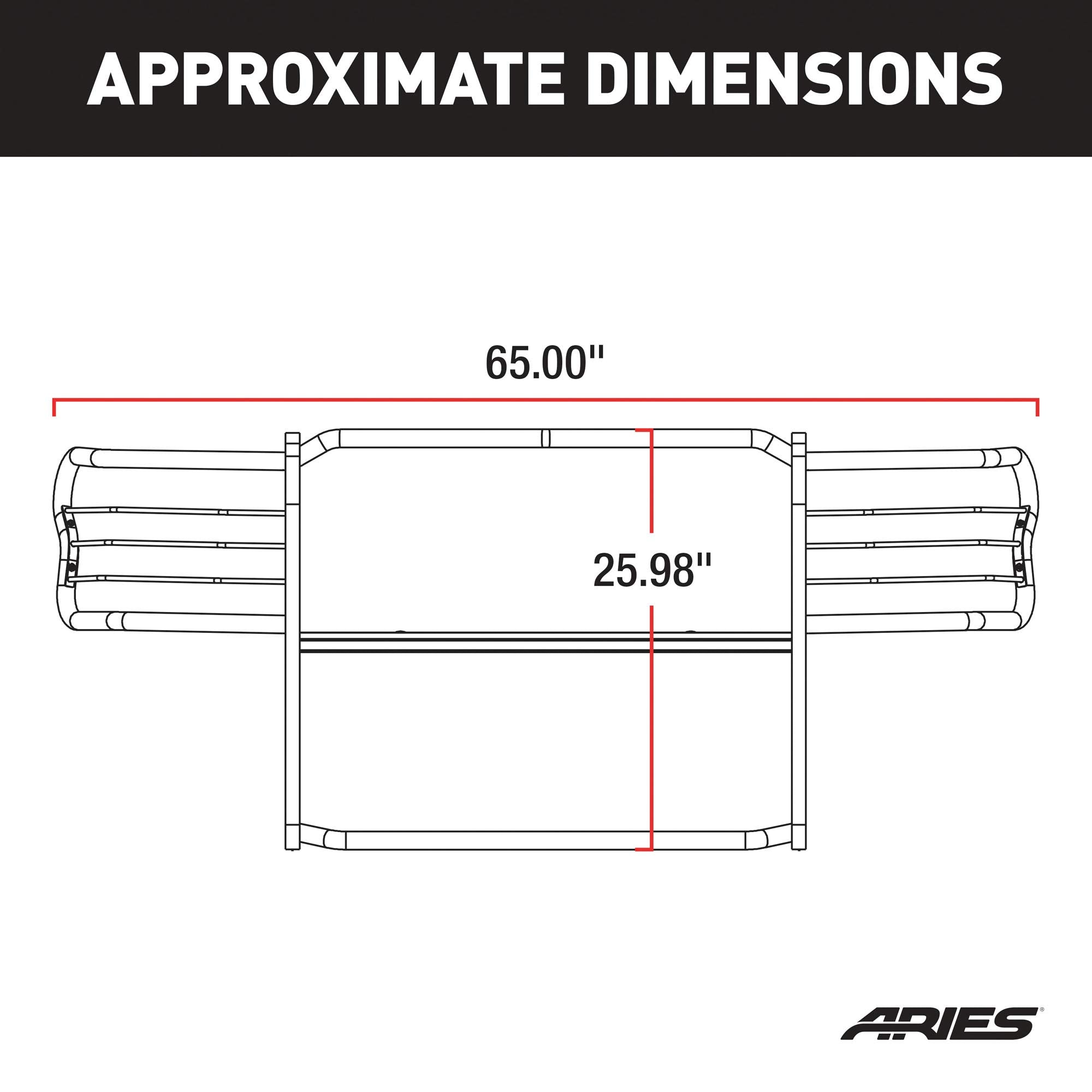 1-1/2-Inch Black Steel ARIES Grille Guard, No-Drill, Select Toyota Tacoma 2049