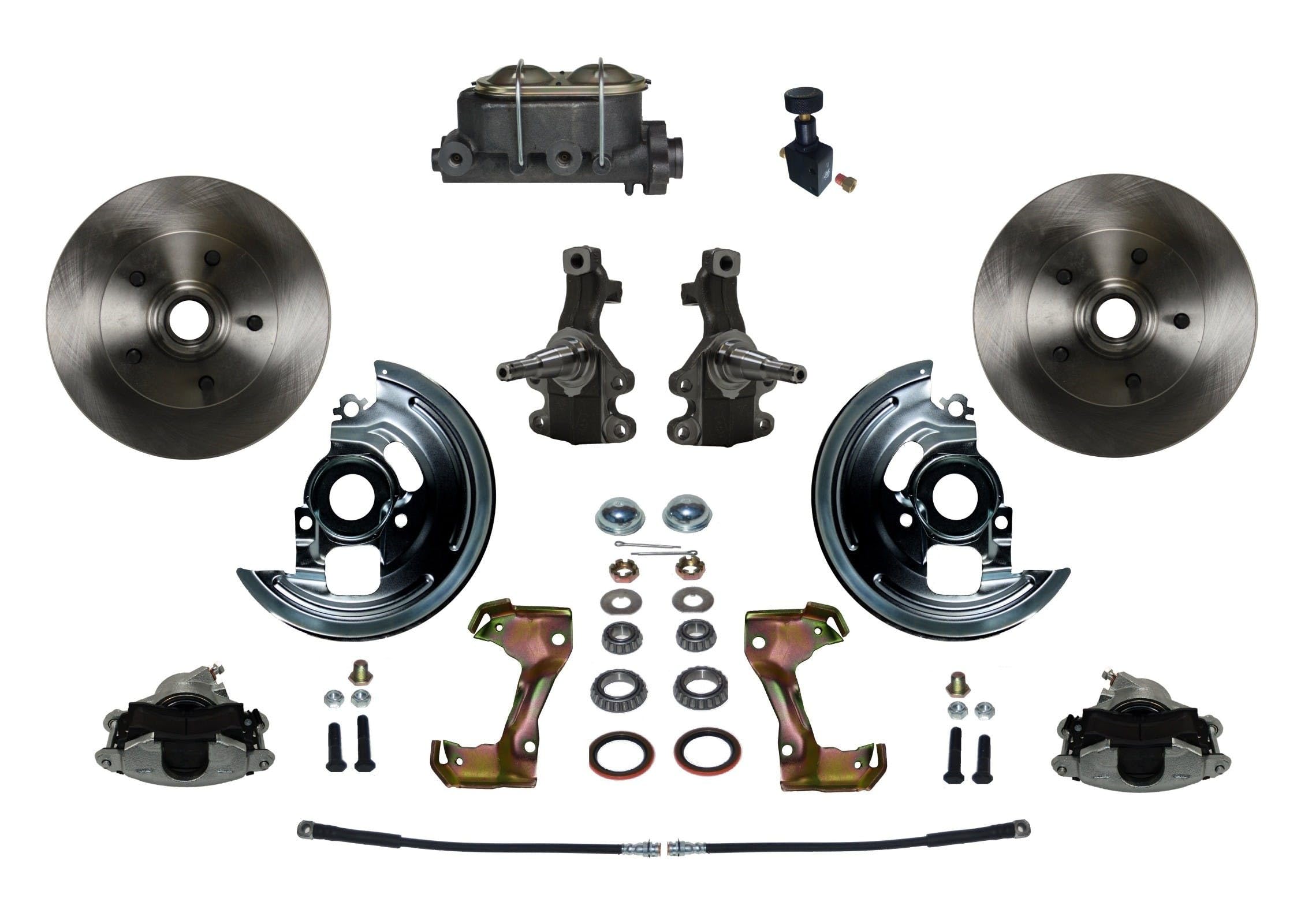 BRAKES LEED Manual Front Disc Brake Conversion 2" Drop Spindle With Cast Iron M/C Adjustable Proportioning Valve