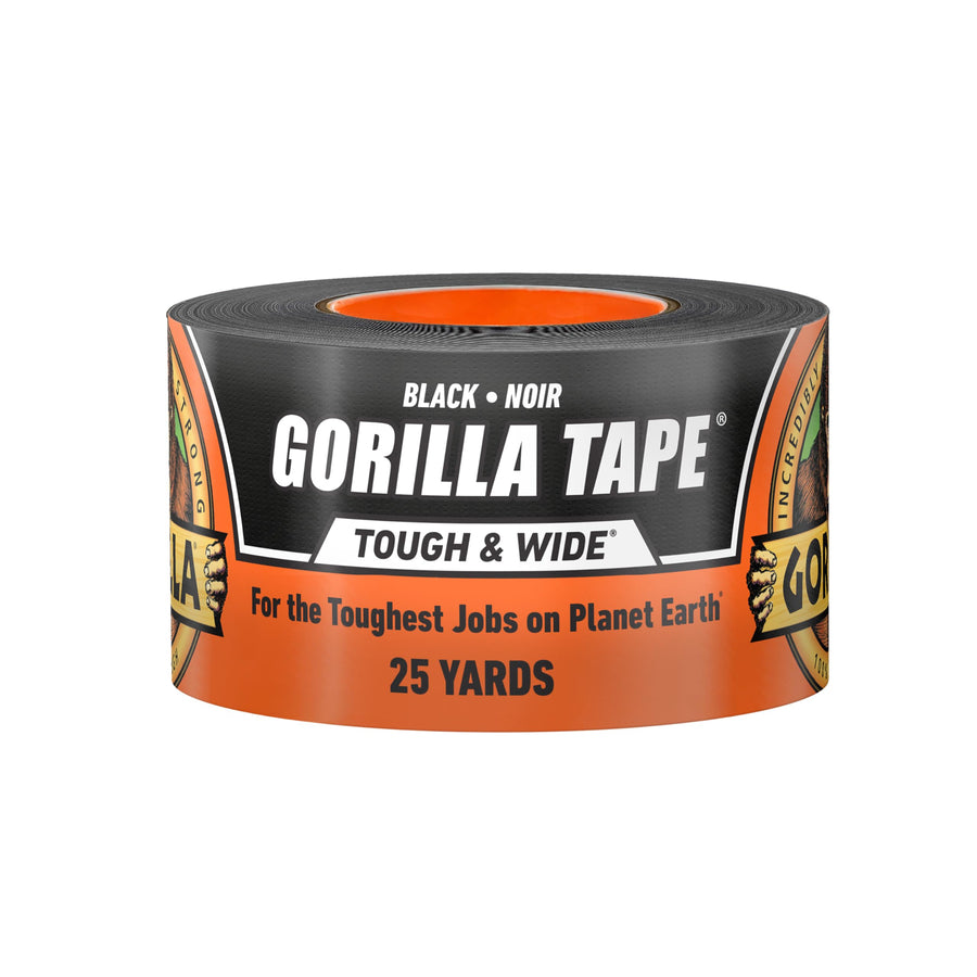 Gorilla Tape Black Tough & Wide, 2.88" x 25 yd (Pack of 1) - Heavy Duty and Weather Resistant for Indoor or Outdoor