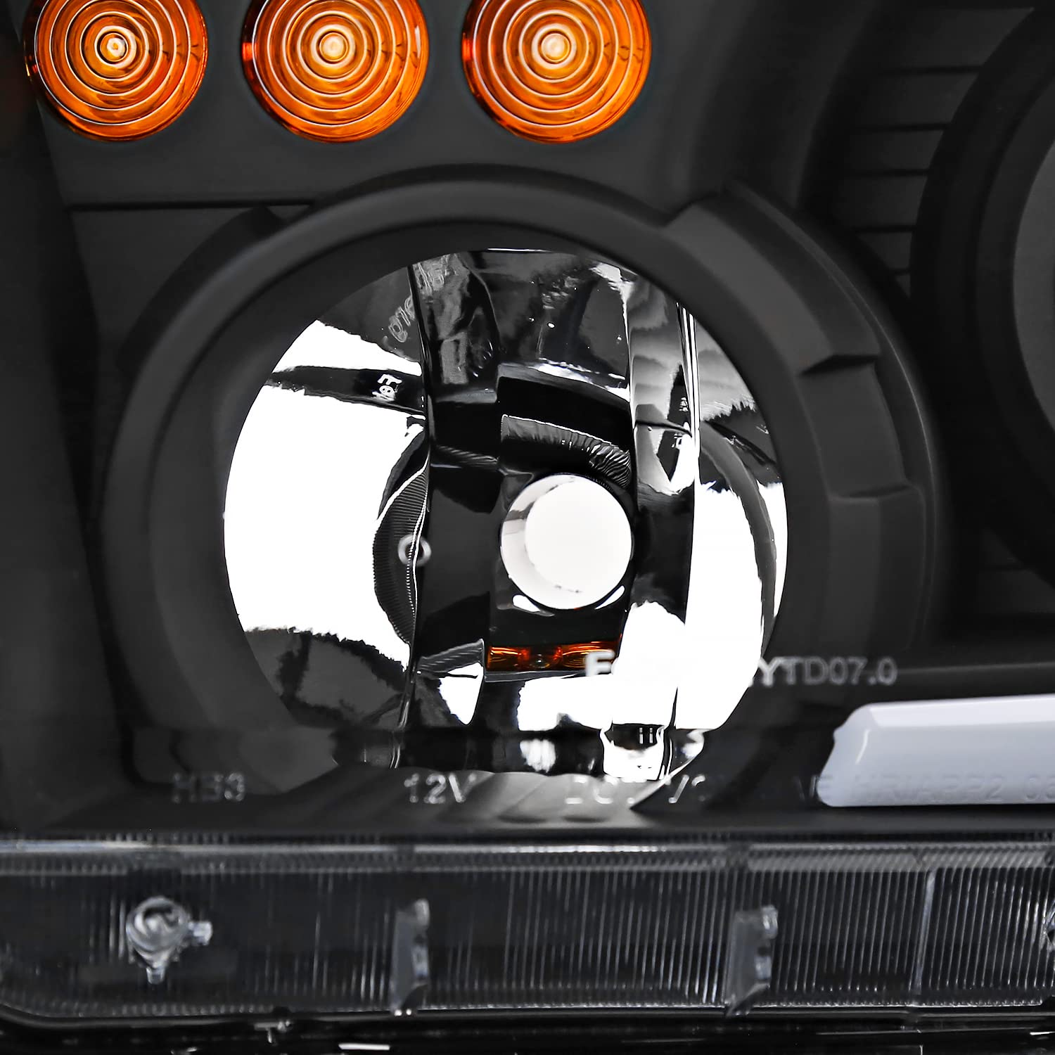 Black Projector Headlights w/LED Tube SPEC-D TUNING Compatible with 2007-2013 Toyota Tundra, Left + Right Pair Headlamp Assembly