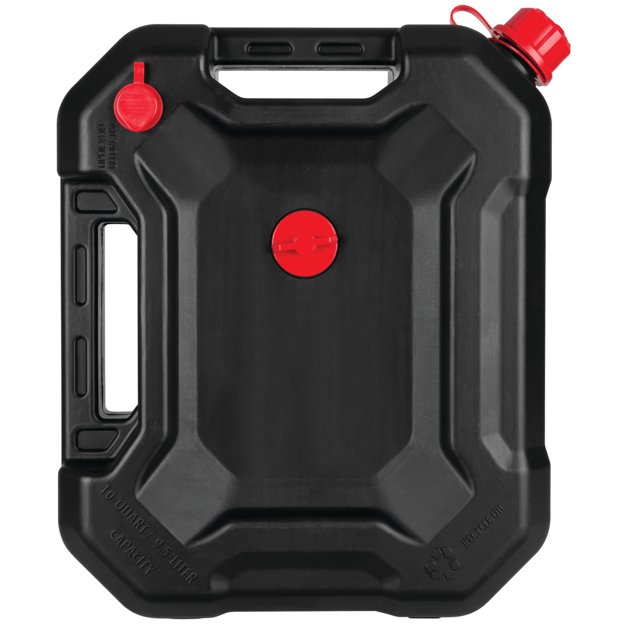 10-Quart Performance Tool W4076 Oil Drain Container, Deep Drain Well, Integrated Handle, Sealing Rubber Gaskets, Black