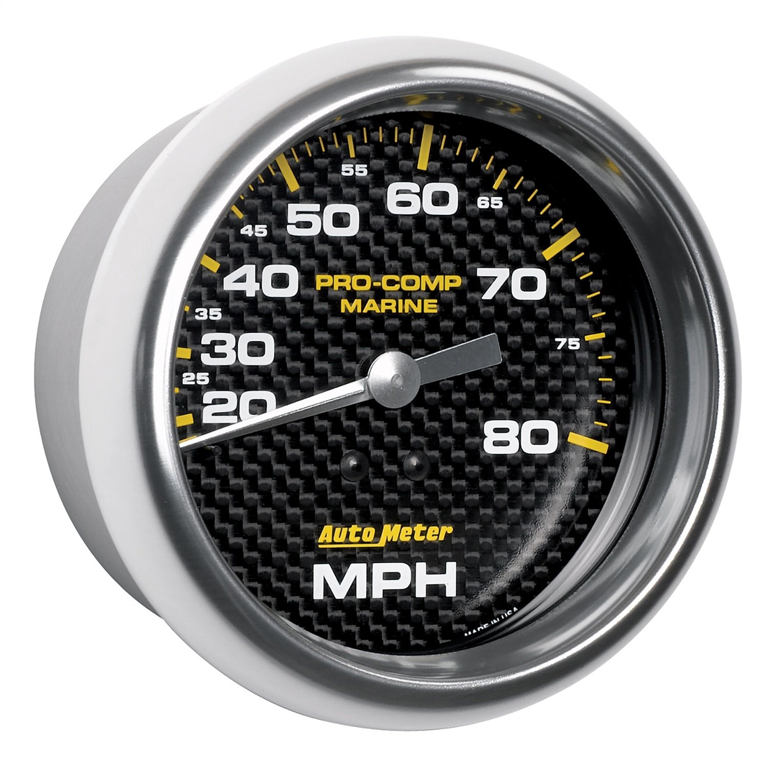 Speedometer AutoMeter Gauge, 3 3/8", 80Mph, Mechanical, Marine Carbon Fiber (200753-40)
