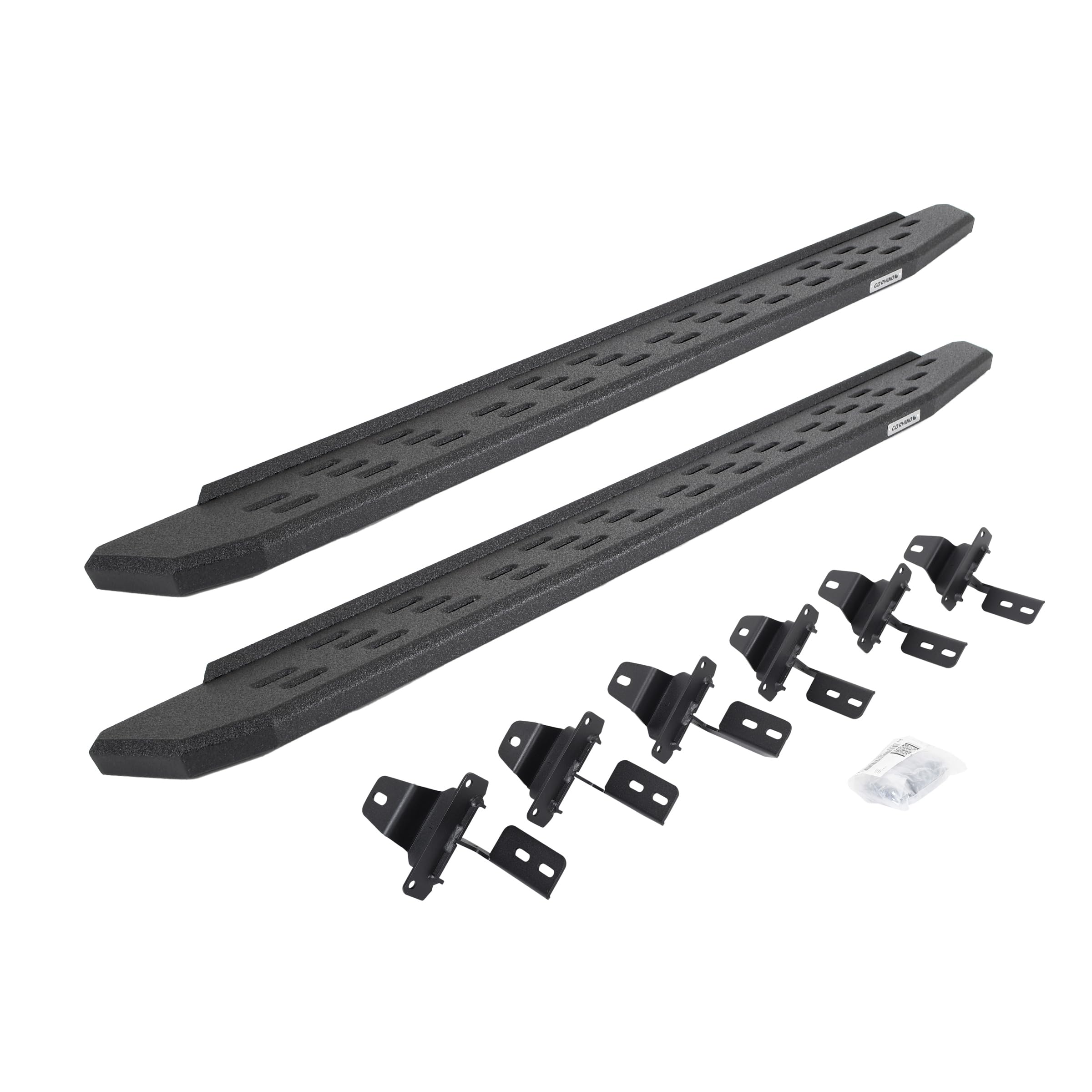 RB30 Running Boards & Brackets Go Rhino | Galvanized Steel, Protective Bedliner Coating | 69650673T | Fits 2018-2024 Jeep Wrangler JLU, 4-Door