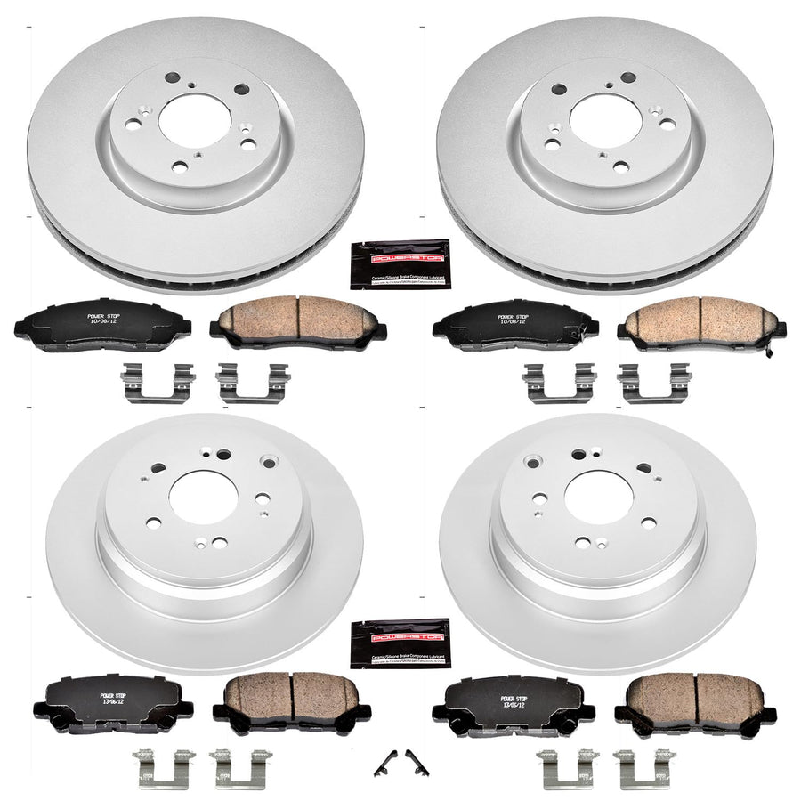 Power Stop CRK6084 Brake Rotor & Coated Ceramic Brake Pads- front & rear For Honda Pilot 2012-2015 [Model Specific]