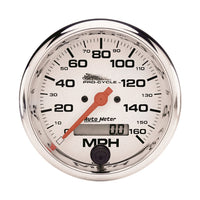 Speedo AutoMeter Gauge, 3 3/4", 160 Mph, Elec, White, Pro-Cycle (19355)