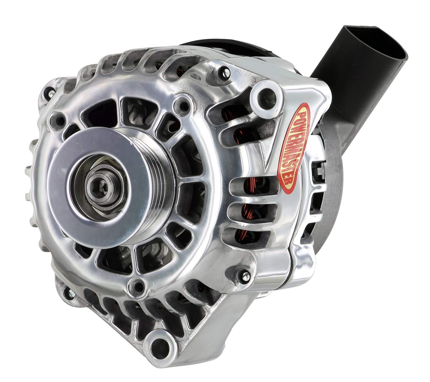 Alternator Powermaster 68242 Polish (CS130D 165A 6 Groove Pulley 5:00 with Air Duct Cover 1 Wire or OE Hookup)