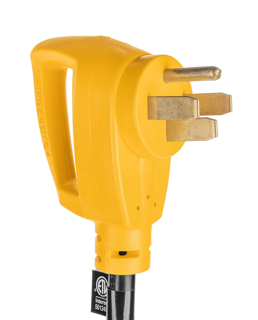 Camco 25-Foot PowerGrip 50-Amp RV Extension Cord | Features a 50-Amp Standard Male Connector, a 50-Amp Locking Female Connector, and is Rated for 125/250 Volts/12500 Watts (55542)