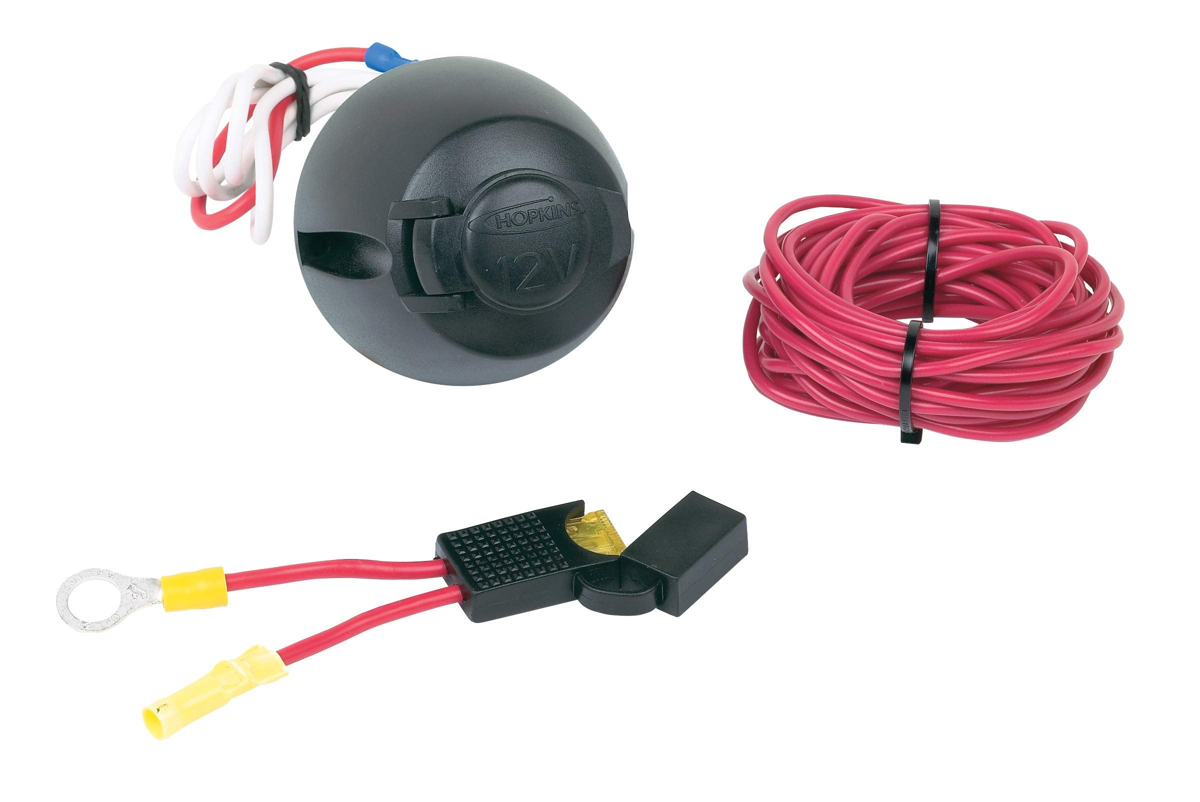12 Volt Power Socket Hopkins 55115 with Wire and Fuse Assembly