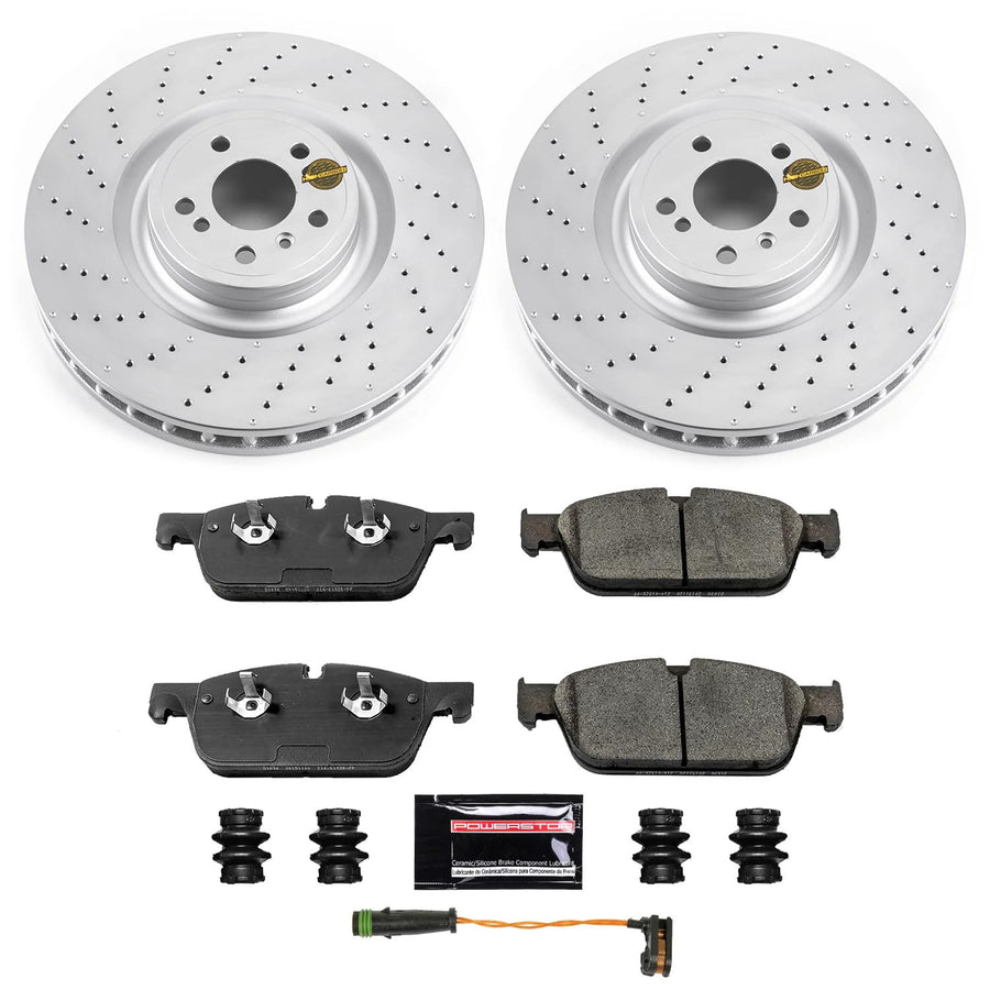 Power Stop CRK6900 Brake Rotor Coated and Ceramic Brake Pads- Front For Mercedes-Benz GLE450 AMG 2016, Mercedes-Benz GLS550 2017-2018 [Model Specific]
