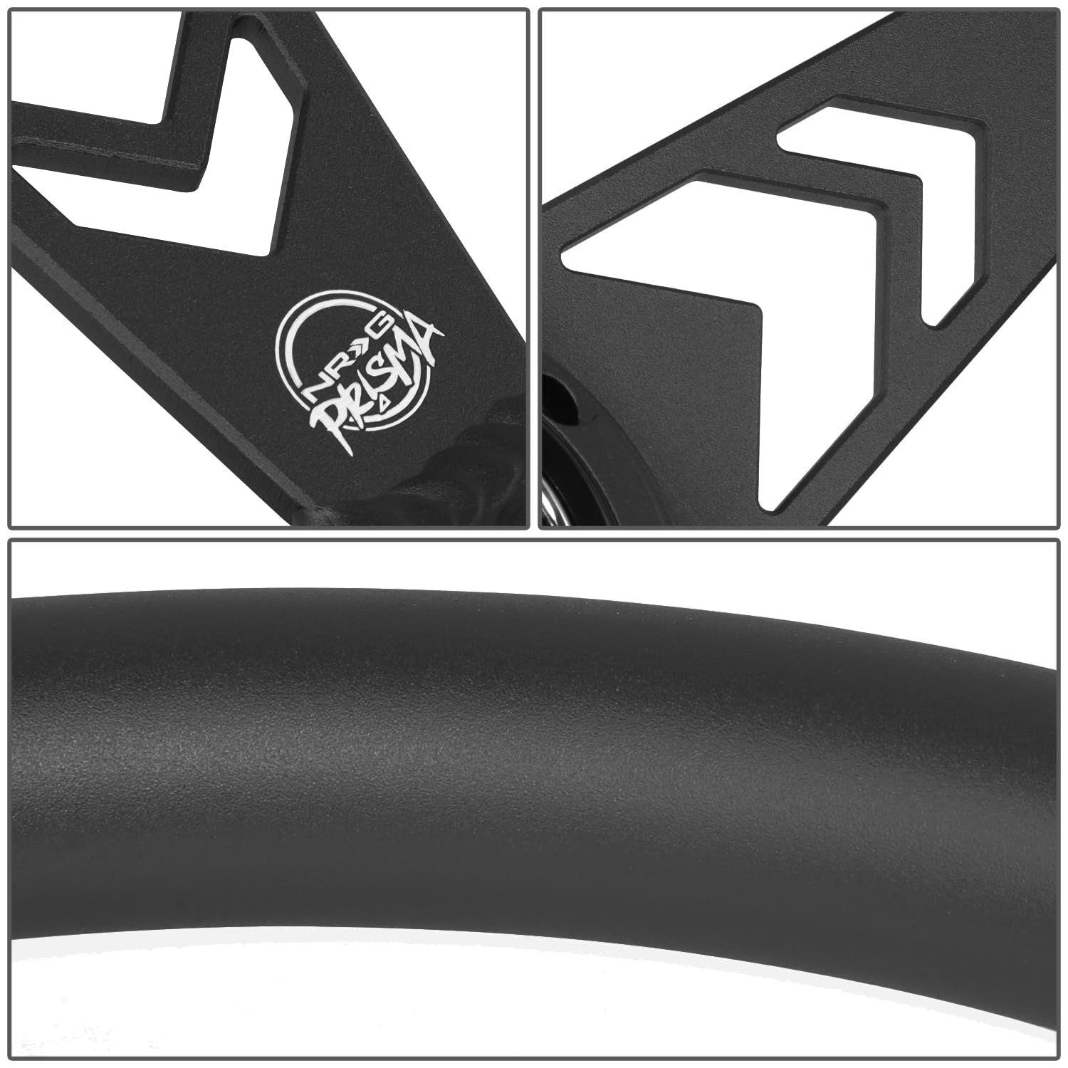 NRG Innovations All Aluminum NRG-RST-070-BK Steering Wheel 330mm - Arow Cutout- Ergonomic Grip- Anadized Black