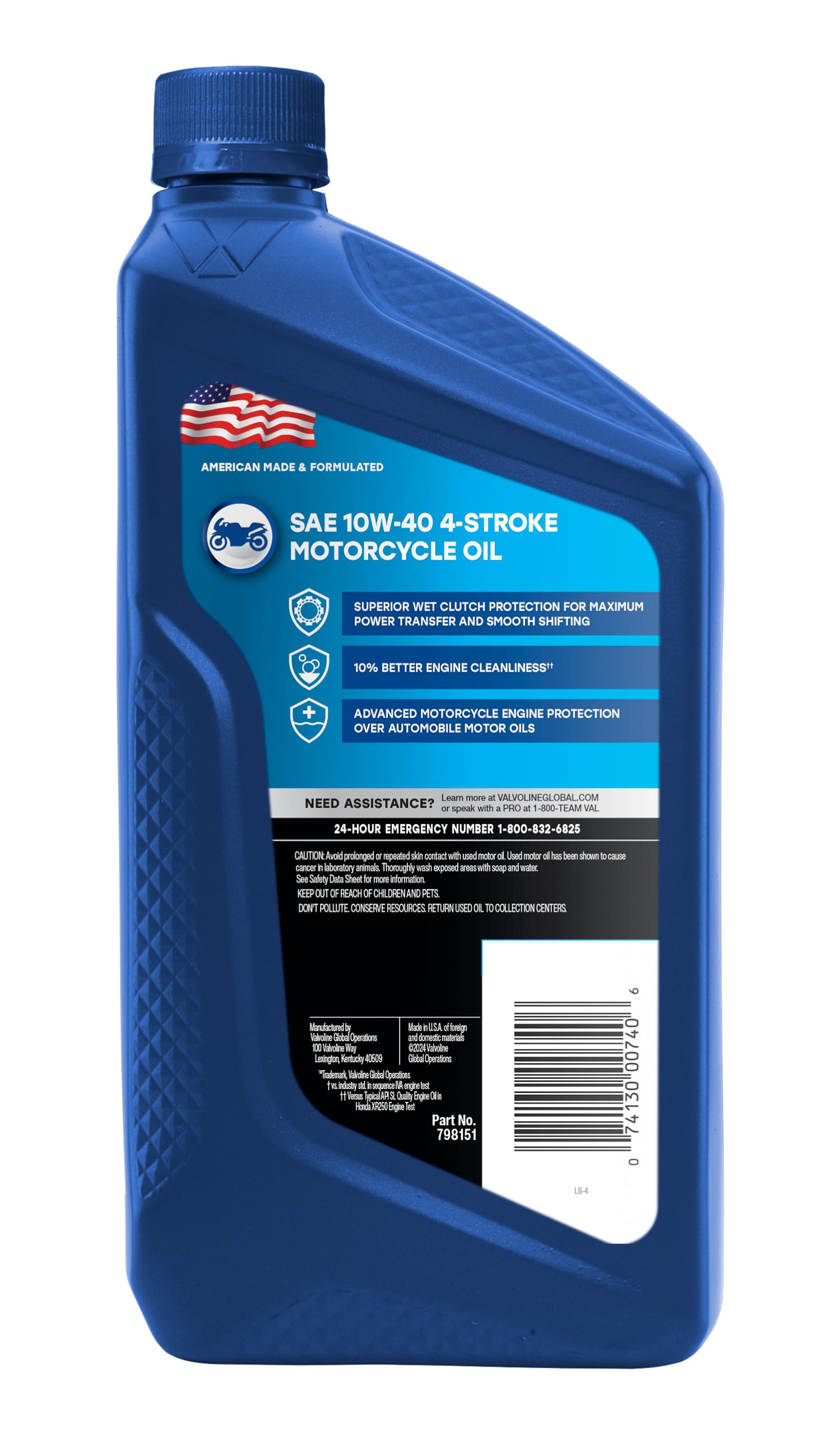 4-Stroke Valvoline Motorcycle 10W-40 Motor Oil 1 Quart