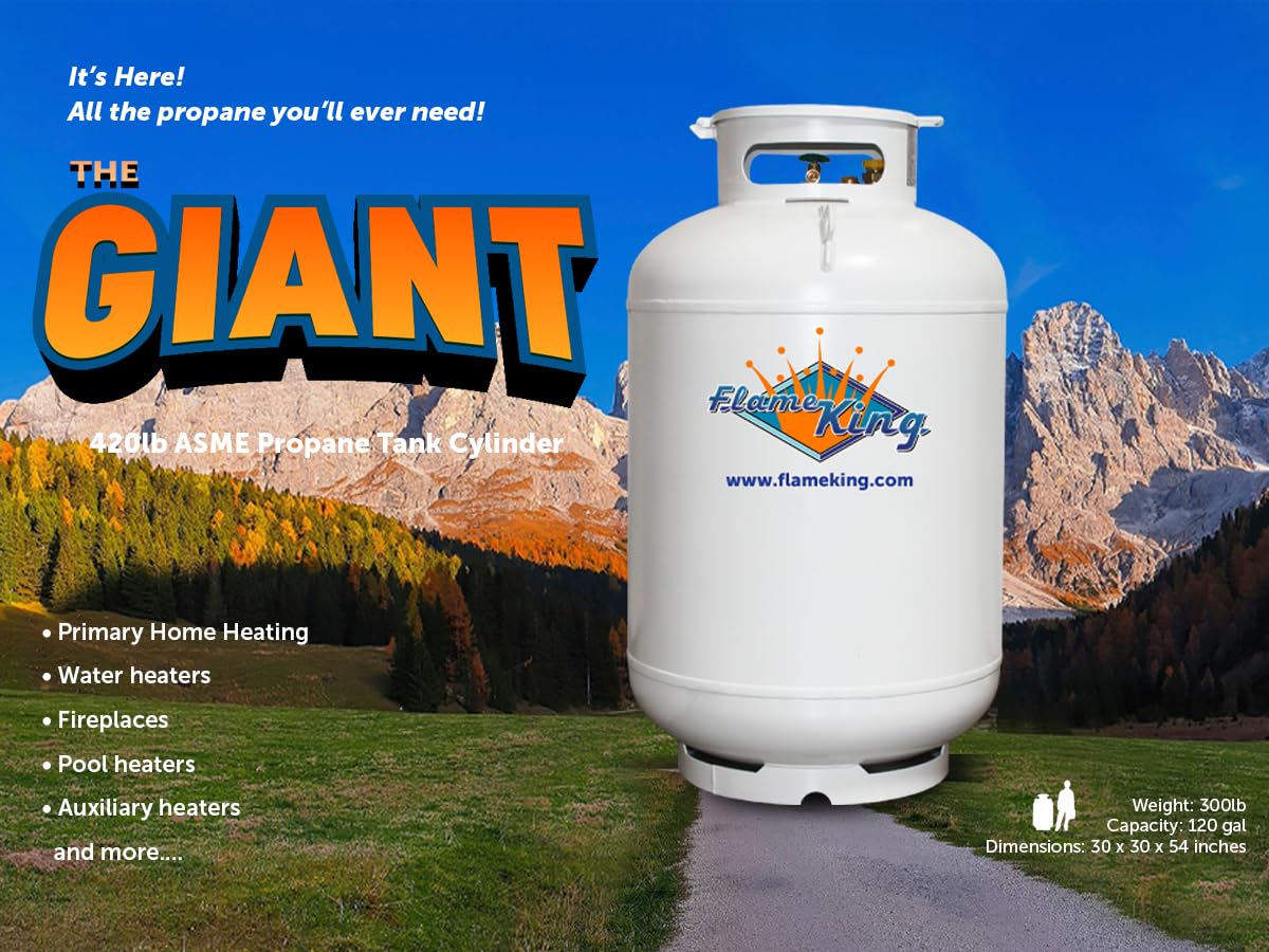 Flame King 420LB YSN420ASME (120 Gallon) ASME Vertical Steel Propane Tank, White