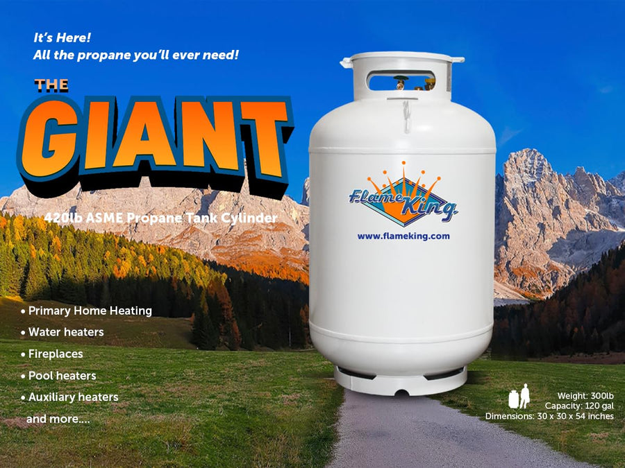 Flame King 420LB YSN420ASME (120 Gallon) ASME Vertical Steel Propane Tank, White