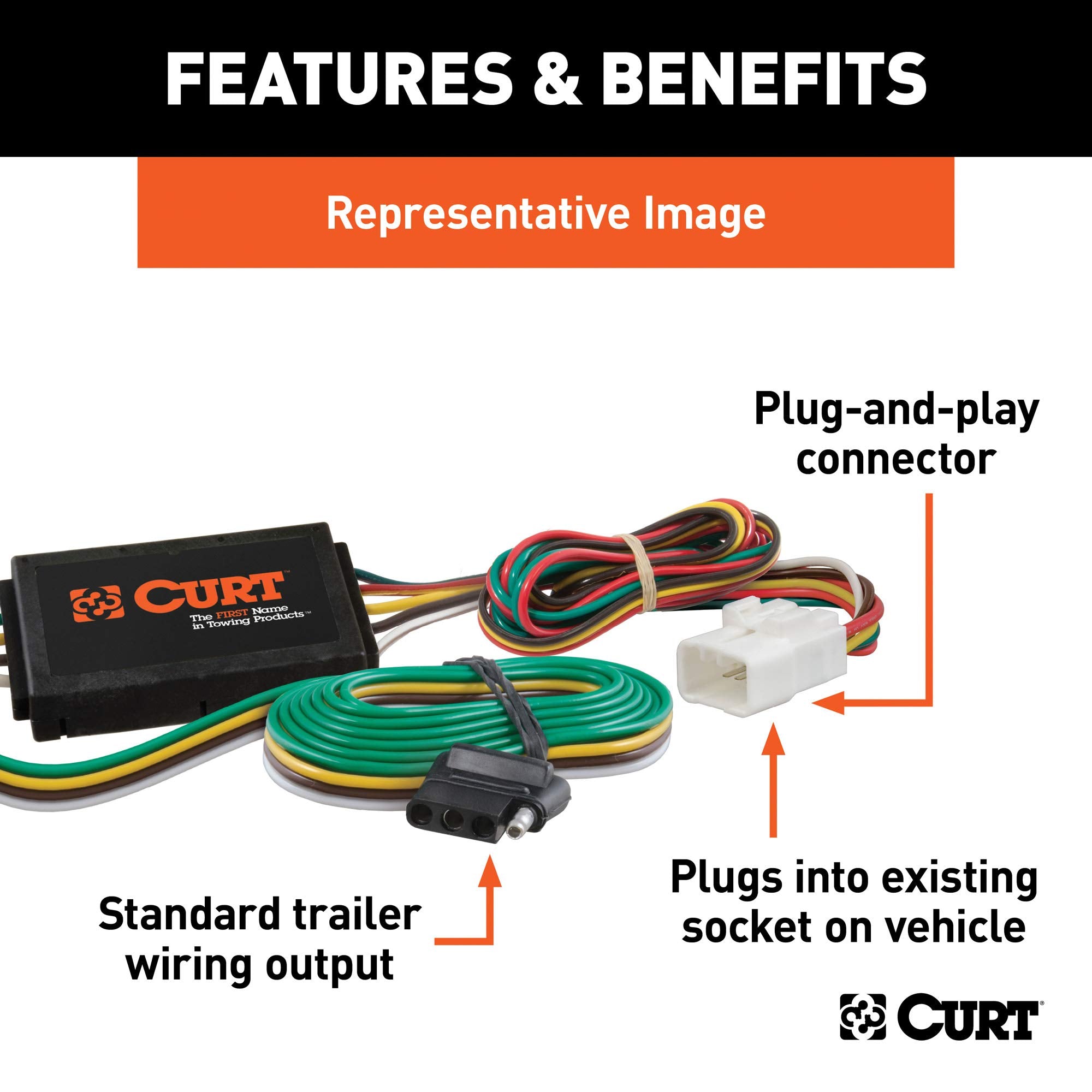 CURT Vehicle-Side Custom 4-Pin Trailer Wiring Harness, Fits Select Crosstour Honda