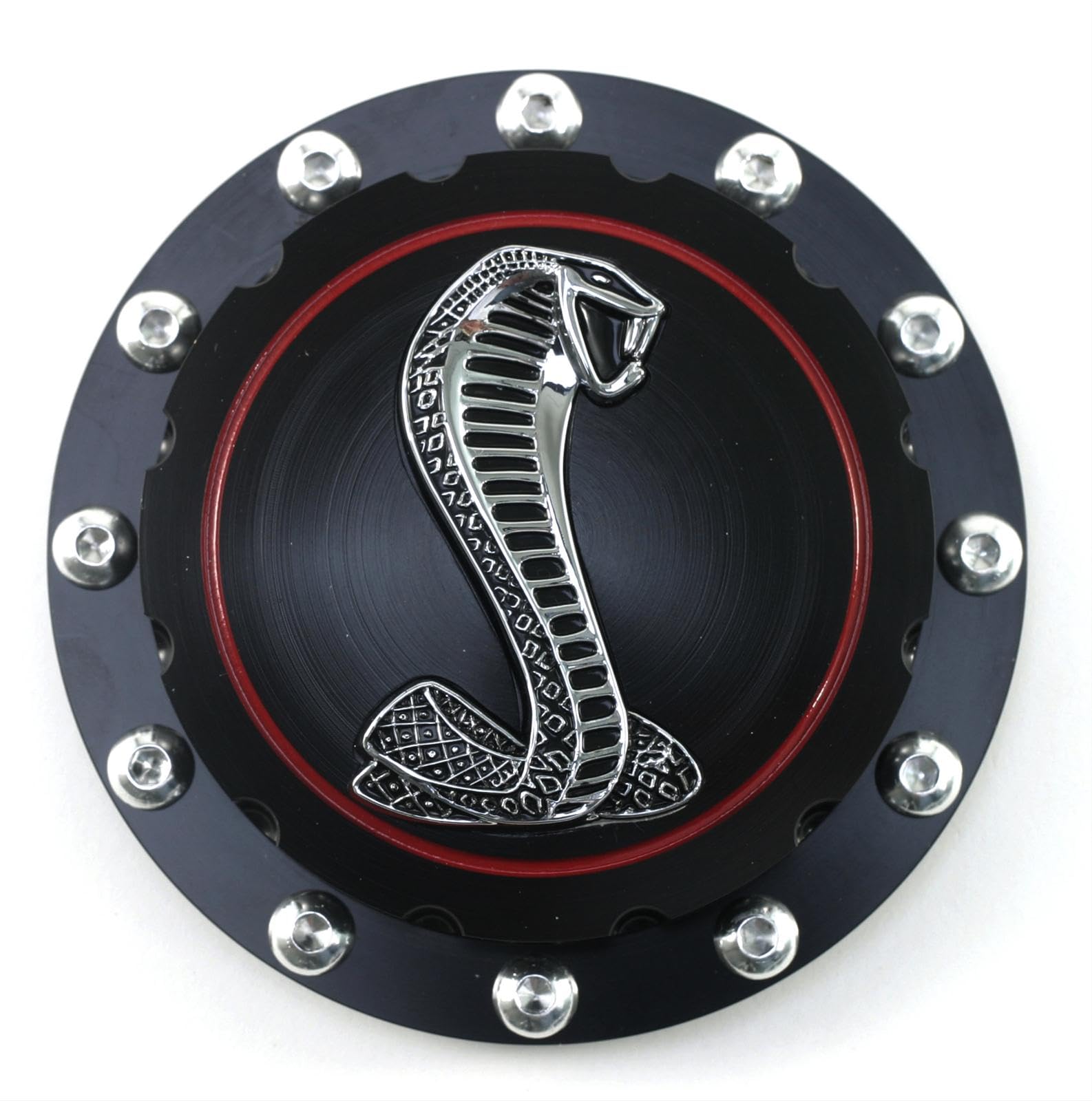 Billet Fuel Cap Scott Drake B-9030-Cobra-BK Black Cobra Emblem