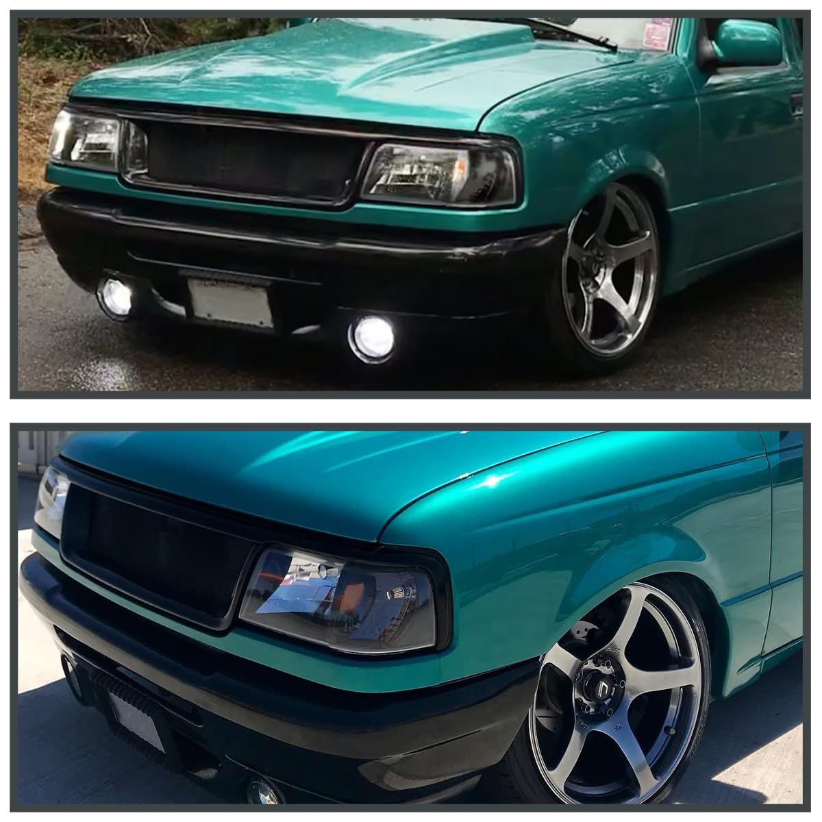 Black Housing SPEC-D TUNING Clear Lens 1PC Headlights + Corner Lights Compatible with 1993-1997 Ford Ranger L+R Pair Head Light Lamp Assembly