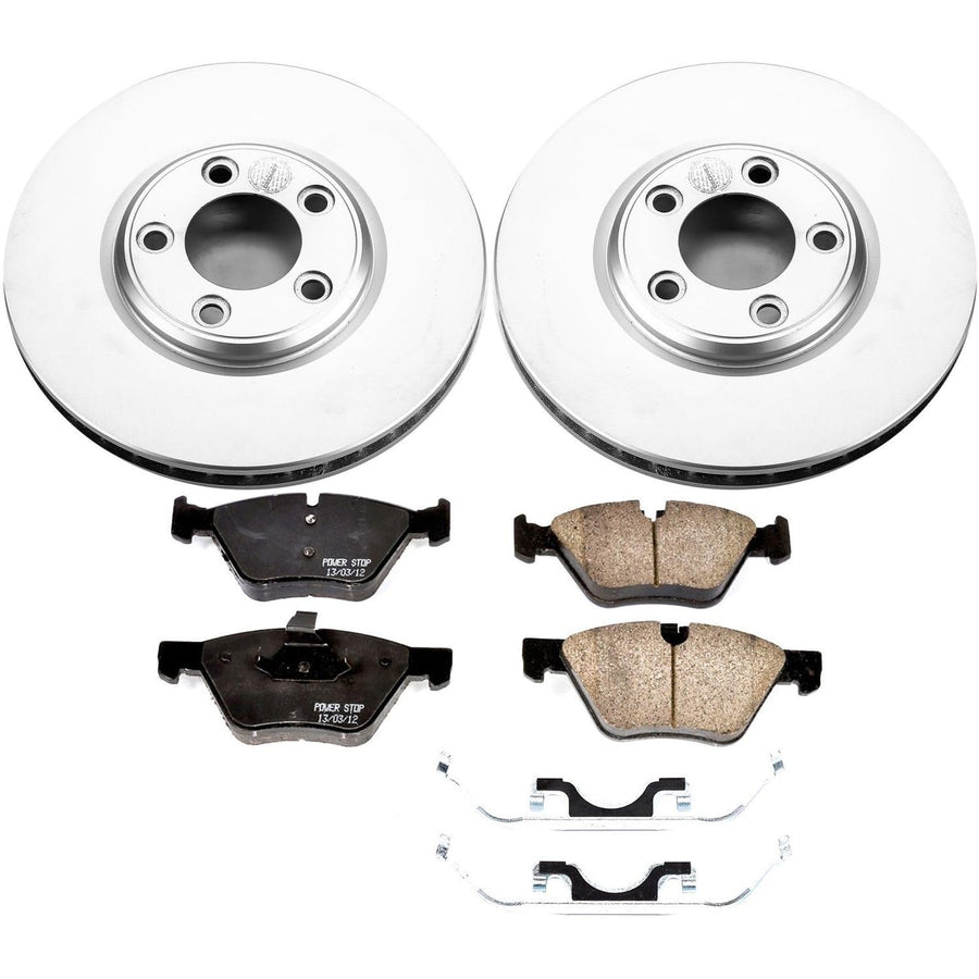 Power Stop Coated Brake Rotor and CRK1349 Ceramic Brake Pads- Front For Jaguar S-Type 2005 [Model Specific]