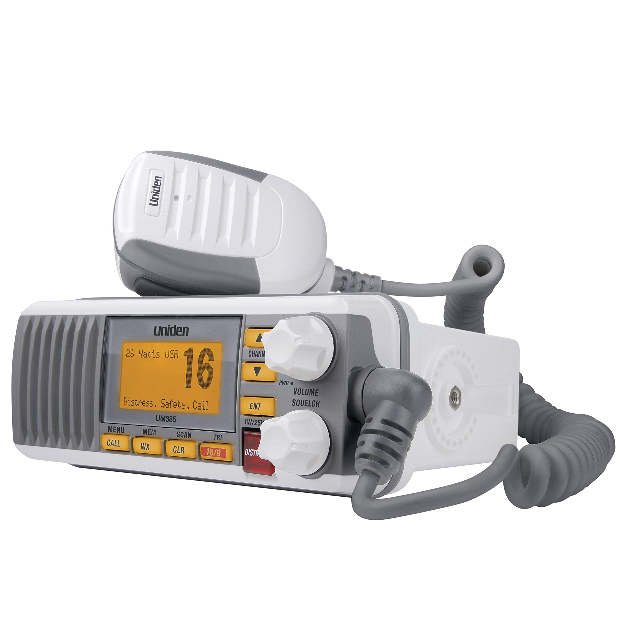 25 Watt Uniden UM385 Fixed Mount Marine Vhf Radio, Waterproof IPX4 with Triple Watch, Dsc, Emergency/Noaa Weather Alert, All Usa/International/Canadian Marine Channels, Memory Channel Scan, White