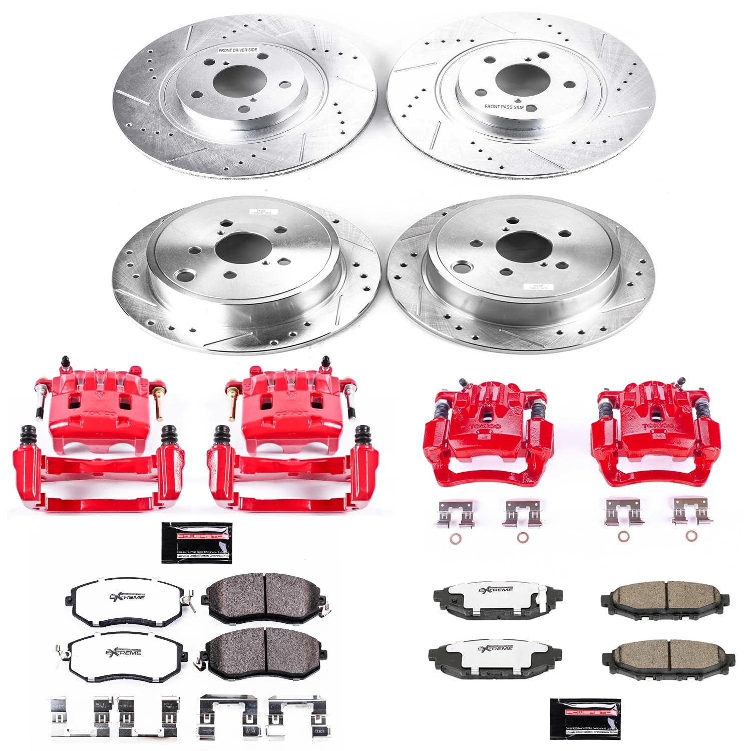Power Stop Z26 KC6083A-26 Street Warrior Front and Rear Brake Kit-Brake Rotors, Brake Pads & Calipers For Subaru Legacy 2013-2014, Subaru Outback 2013-2014 [Model Specific]