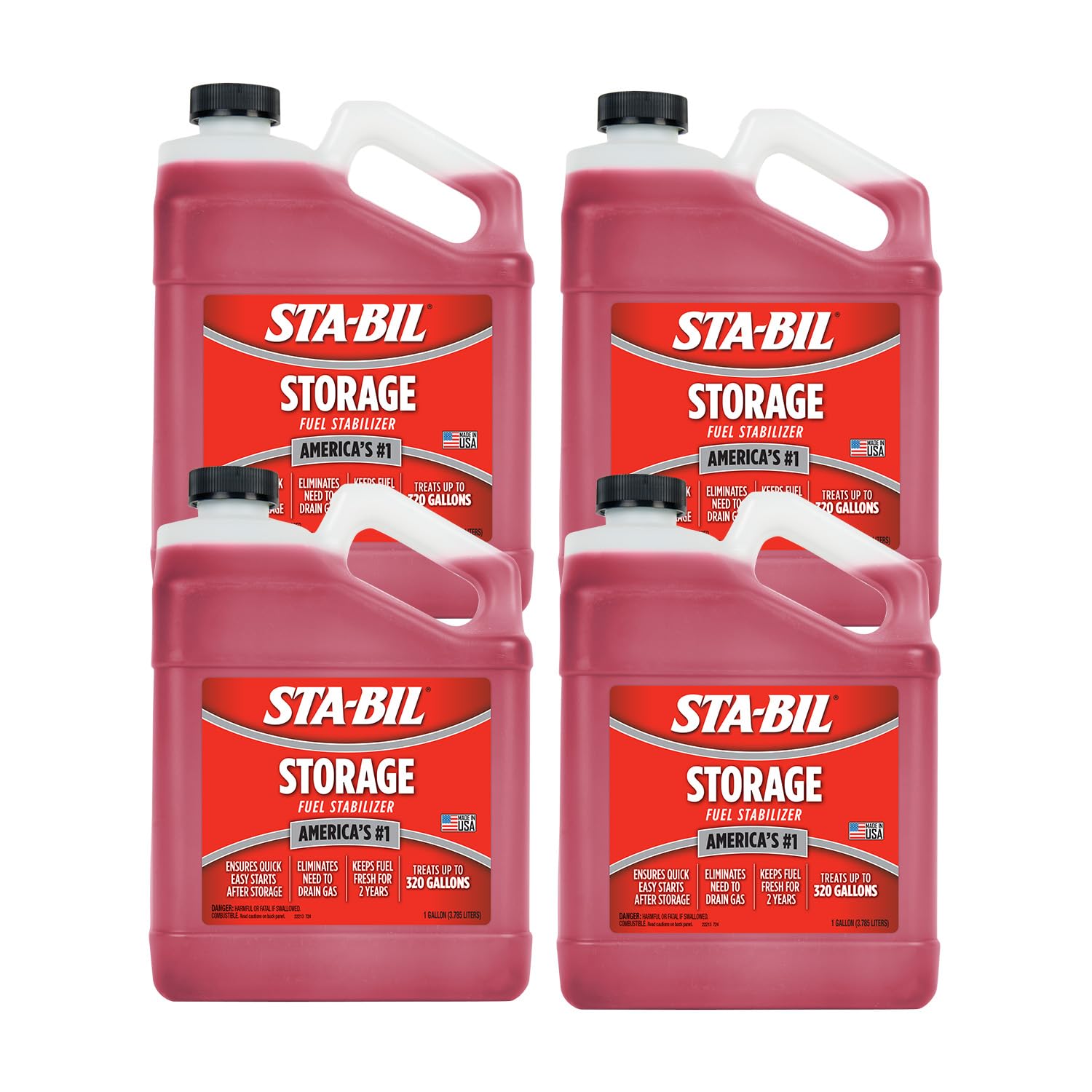 STA-BIL Fuel Storage Stabilizer | Keeps Fresh Fuel for 24 Months, Prevents Corrosion, Gasoline Treatment Additive that Protects System, Gas Stabilizer for Storage, 1 Gallon (4 Pack)