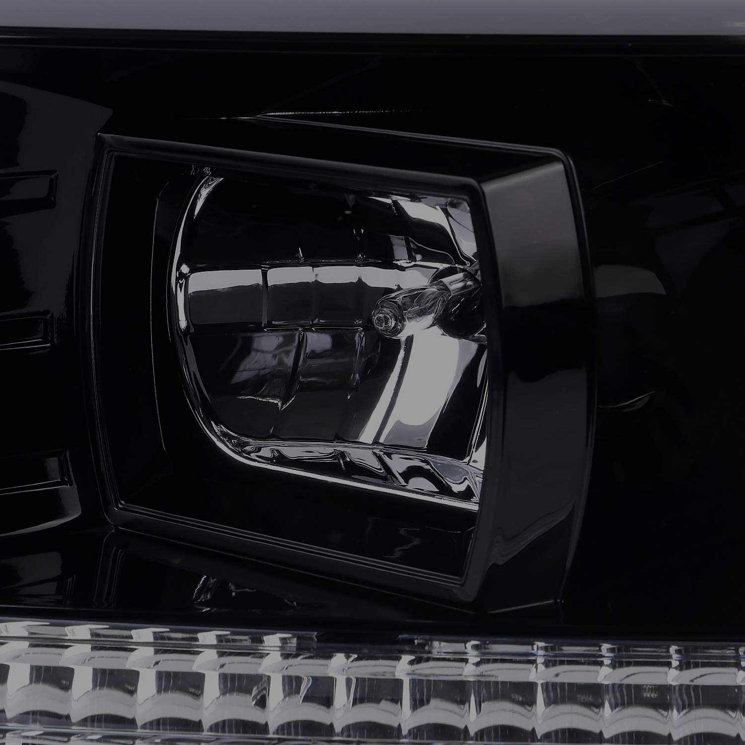 Black Smoke LED Tube Projector Headlights SPEC-D TUNING Compatible with 2004-2008 Ford F-150, 2006-2008 Lincoln Mark LT, Left + Right Pair Headlamps Assembly