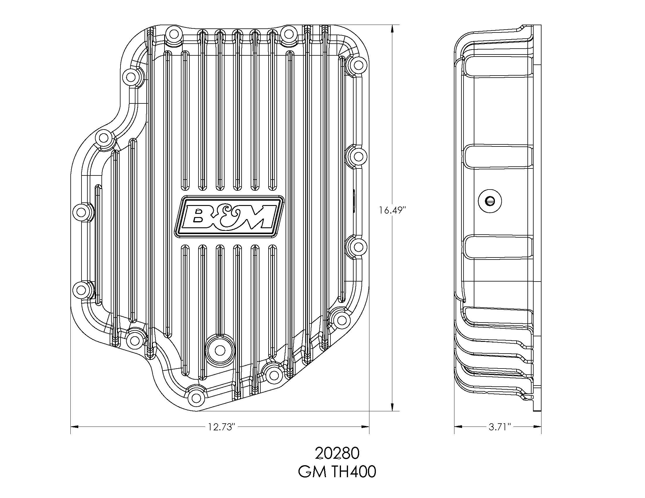 Cast Aluminum B&M 20280 Extra Depth Transmission Pan