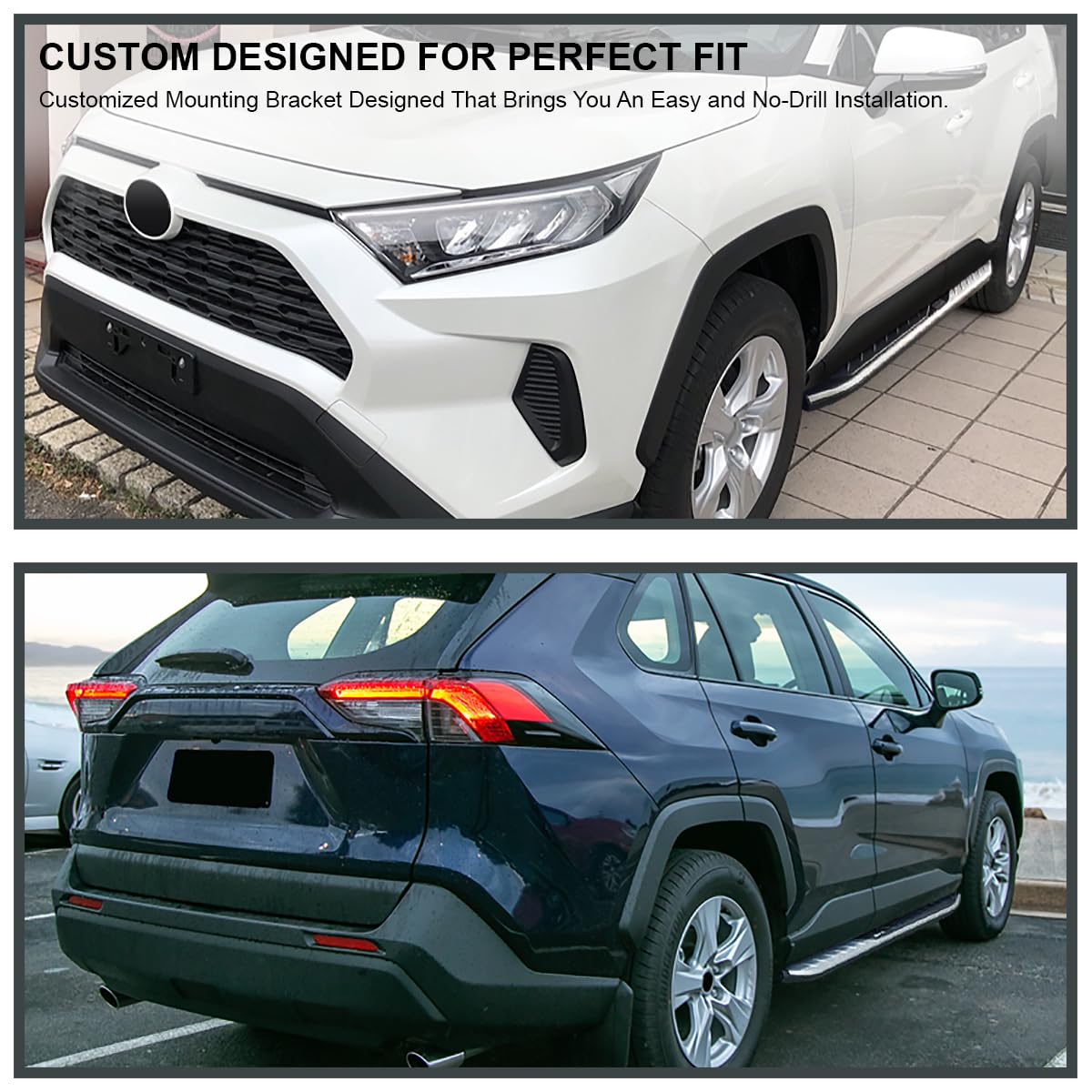 Aluminum Spec-D Tuning Side Step Bars Running Boards Compatible with 2019-2025 Toyota RAV4