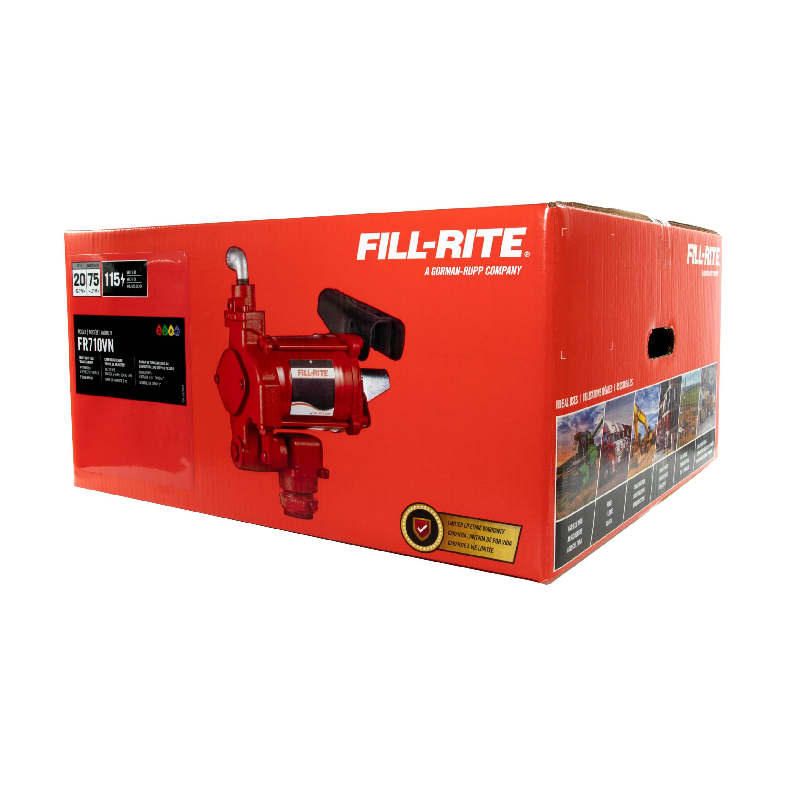 Fill-Rite 115V FR710VN 20 GPM Fuel Transfer Pump (Pump Only Model) | For Gasoline, Diesel, Kerosene, Ethanol Blends, Methanol Blends & Biodiesel up to B20