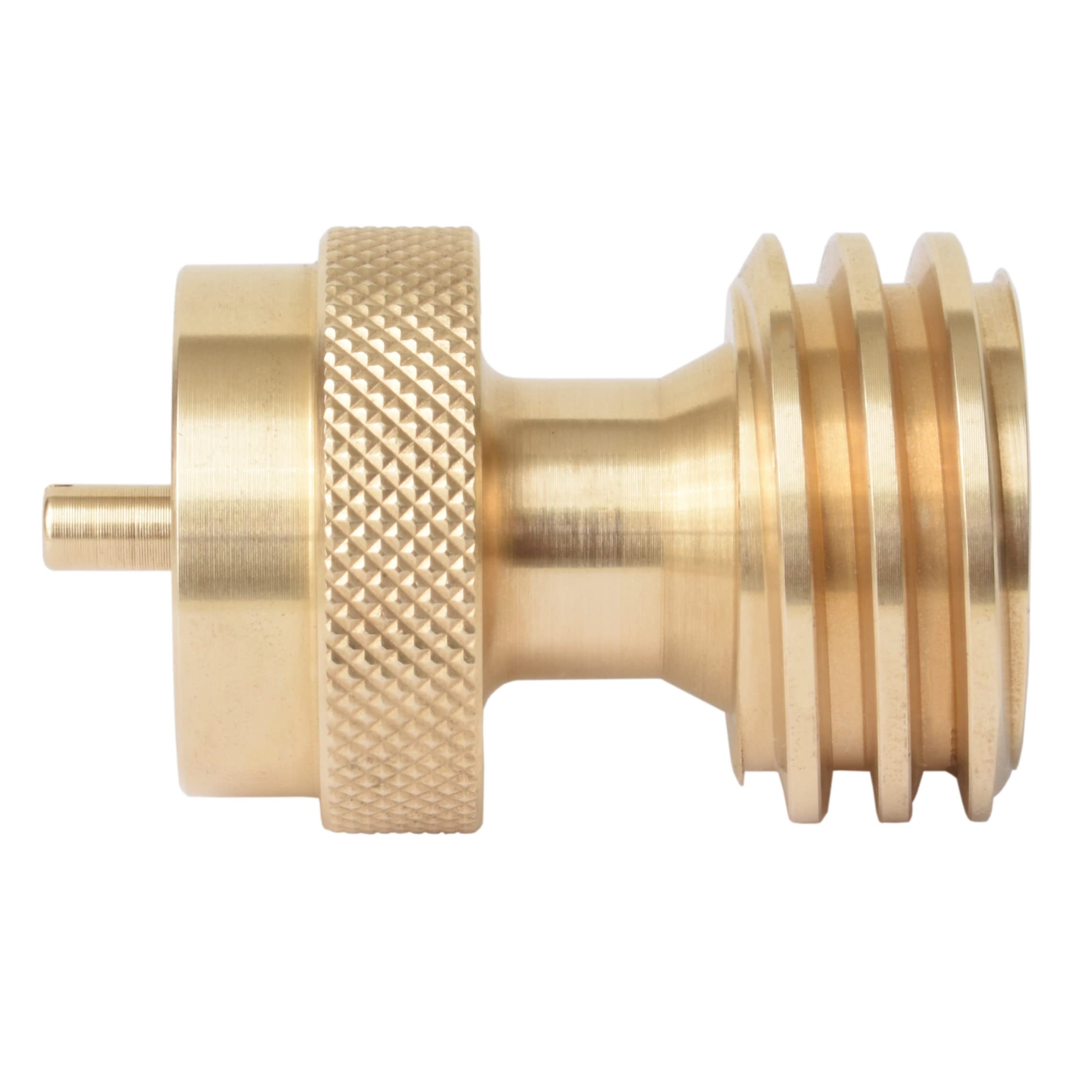Propane Tank Adapter Flame King, 20lb to 1lb Converter, Hook Up Small Propane Cylinders when 20lb Ran Out, Solid Brass