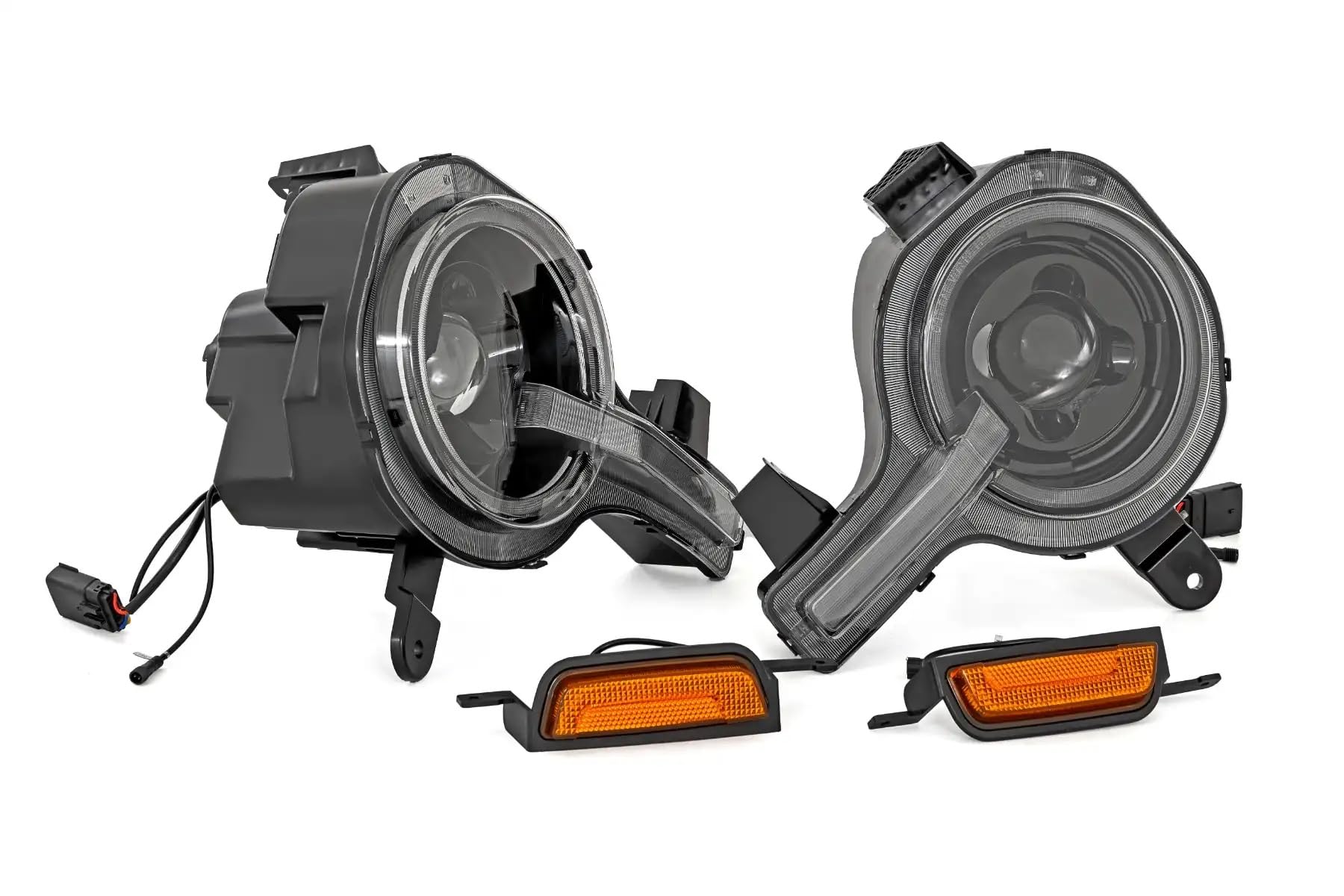 Rough Country LED Headlights DRL Halo for Ford Bronco (2021–2025) - DOT Approved Projection Headlight Assembly Set with Sequential Turn Signals & Adjustable Beam
