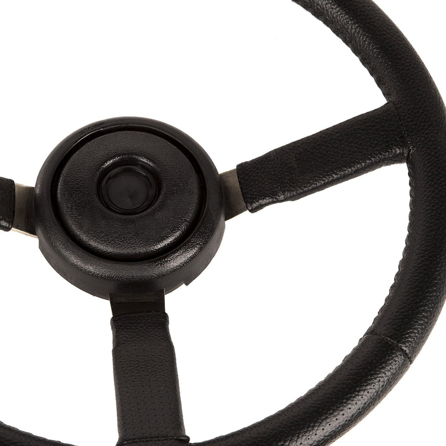 18031.11 | Omix Steering Wheel, Sport, Leather, Black | OE Reference: 52000380 | Fits Jeep Wrangler XJ/YJ