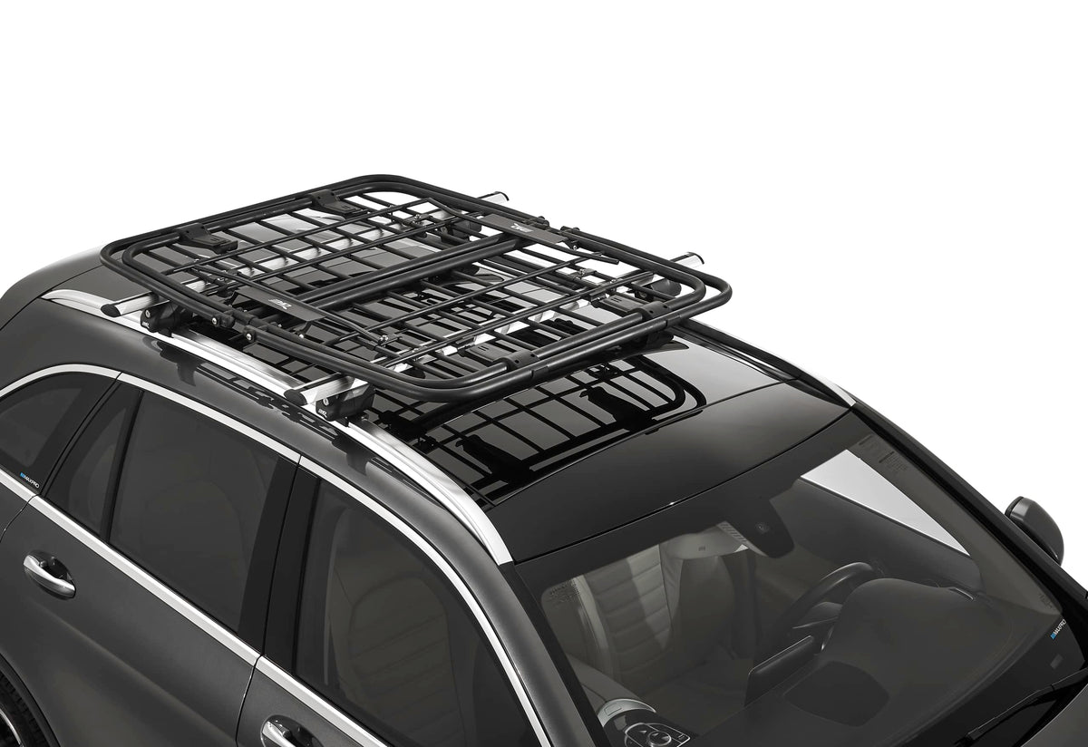 Transforming 3D MAXpider Roof Basket - Rooftop Cargo Basket, 52” x 43”, Adjustable Folding Multiple Configuration, Secure Luggage Storage Carrier, Mount on Universal Cross Bars for SUV/Truck/Car