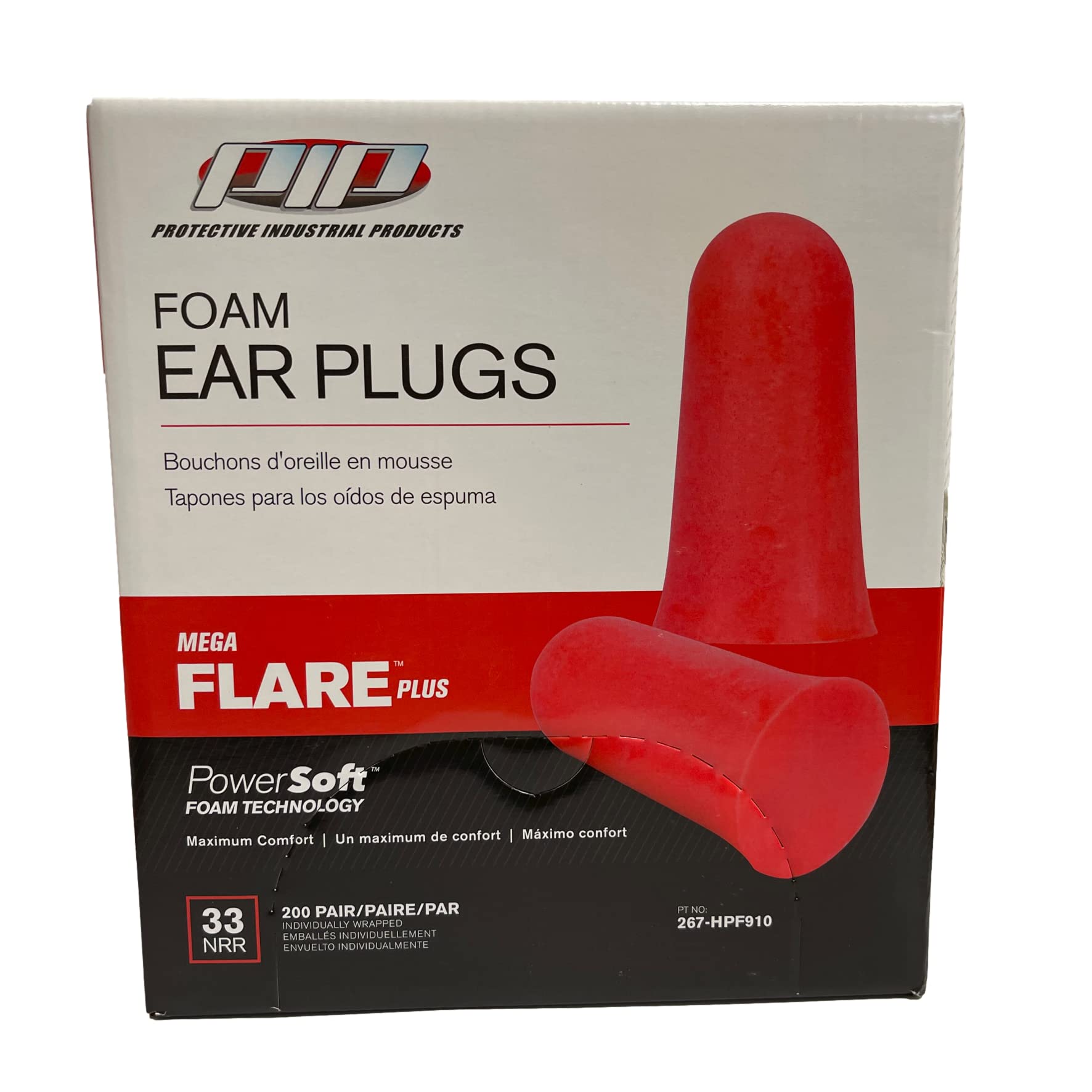 Plus Mega Flare‚Ѣ Earplugs - Oversize-small, Red - (Dispenser Box/200 Pair)