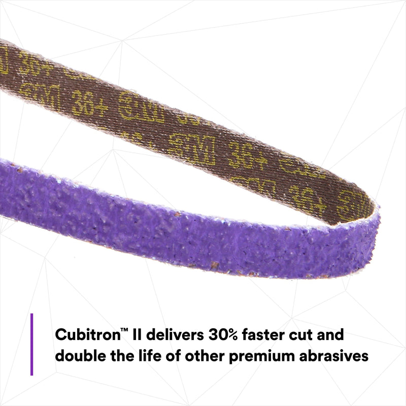 Cubitron II 3M File Belt, 33445, 60+ Grit, 1/2 in x 18 in, Pack of 10 File Belts, Resin Bonded, Spot Weld Removal