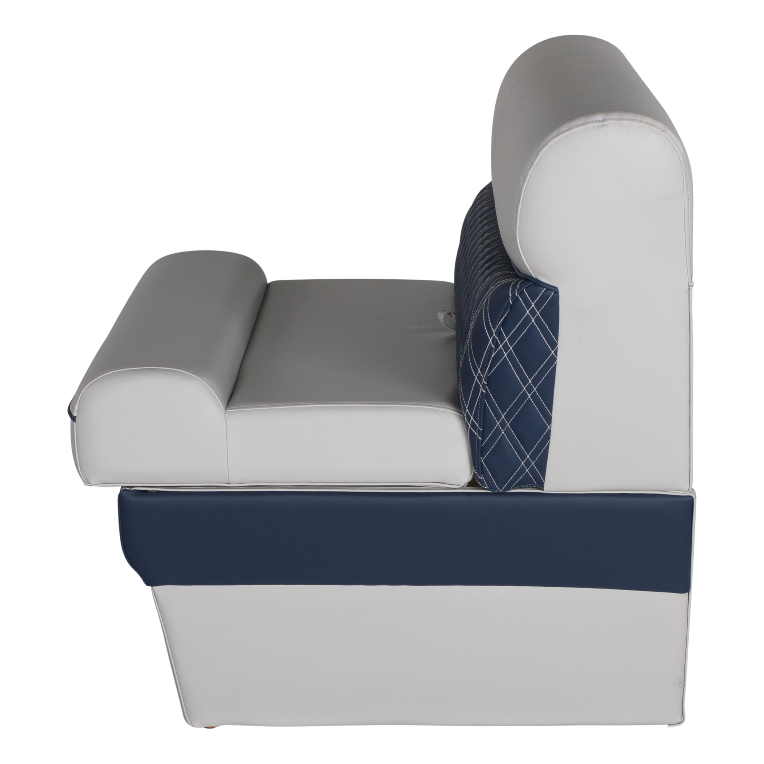 Sunset Collection Lippert 36" Angled Pontoon Bench Seat, Fits Against Helm Station, Contoured Foam Cushioning, Durable Marine-Grade Vinyl, Dry Storage, Poly Frame, 36"L x 28"W x 30"H - 2024021318