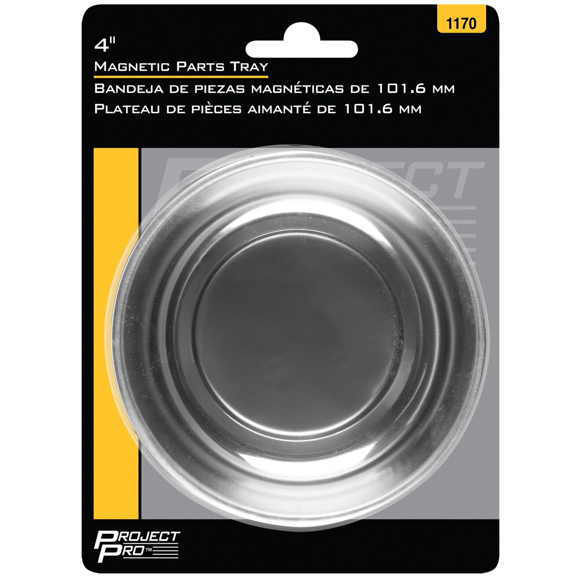 Magnetic Parts Tray Performance Tool 1170 - Stainless Steel, Strong Magnet, 4 in. Diameter, Rubber-Coated Base, Hold Small Tools and Parts