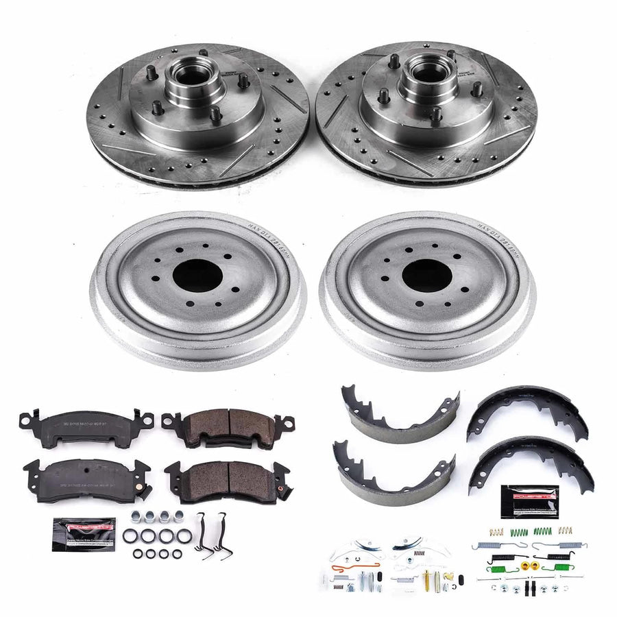 Power Stop K15028DK Z23 Daily Driver Carbon-Fiber Ceramic Brake Pads and Front and Rear Drilled and Slotted Rotors Kit