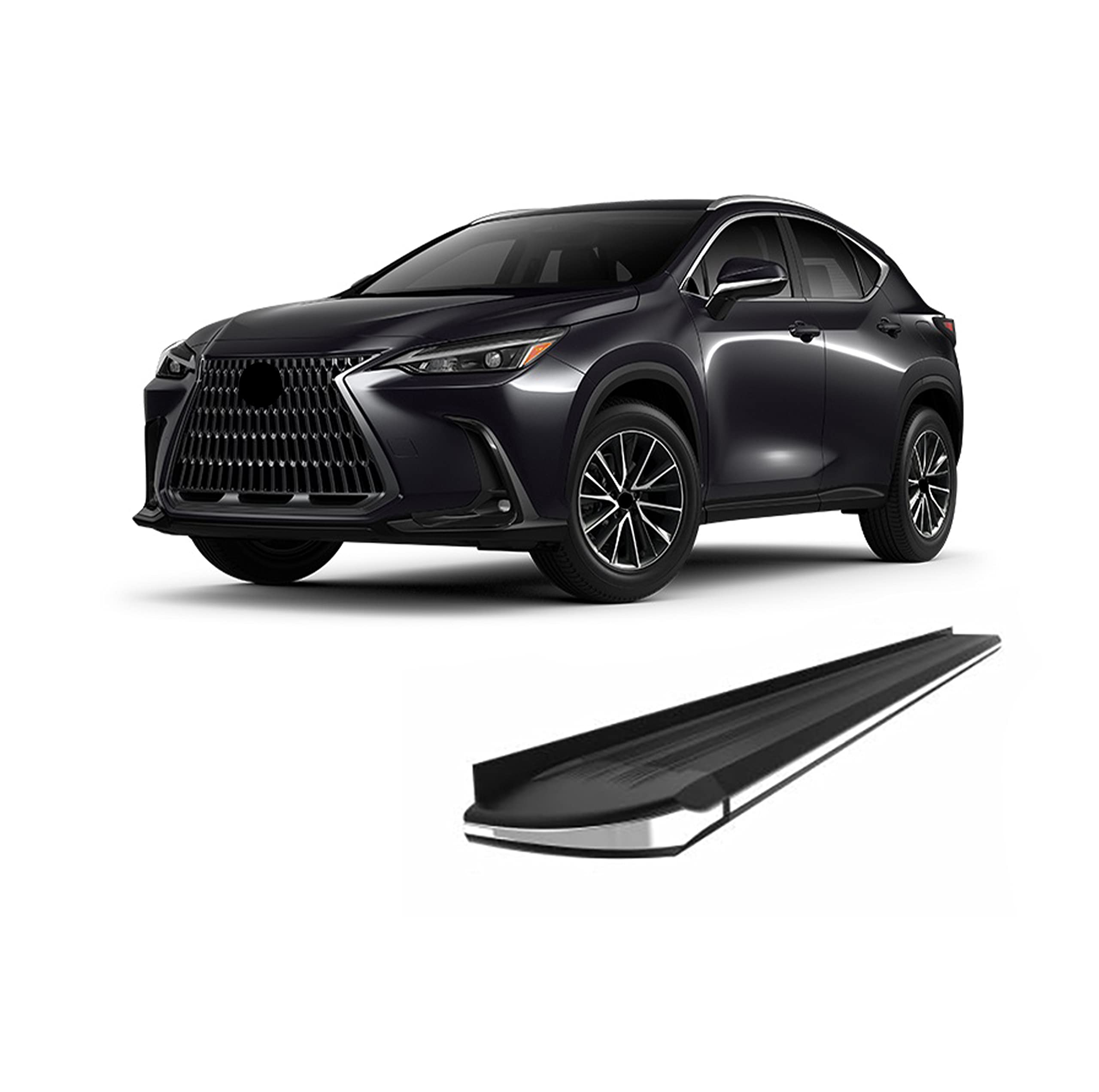 Black Aluminum Black Horse Exceed Running Boards Compatible with 2015-2017 Lexus NX200t&2018-2020 Lexus NX300&2018-2020 Lexus NX300