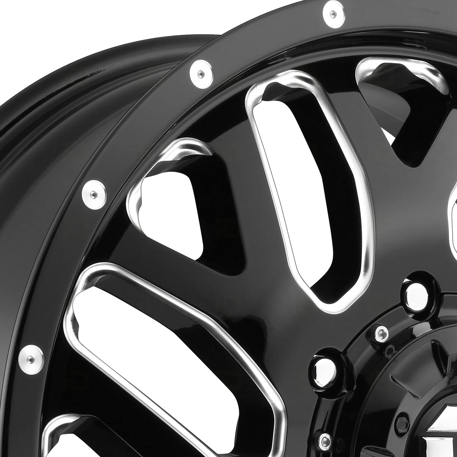 D581 Fuel Offroad Triton Dually Rear BLACK Wheel (20 x 8.25 inches /8 x 165 mm, -215 mm Offset)