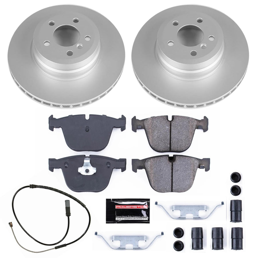 Power Stop Rear Coated Rotor Kit CRK8426,Z17 & Ceramic Brake Pads For BMW X6 2019 [Model Specific]