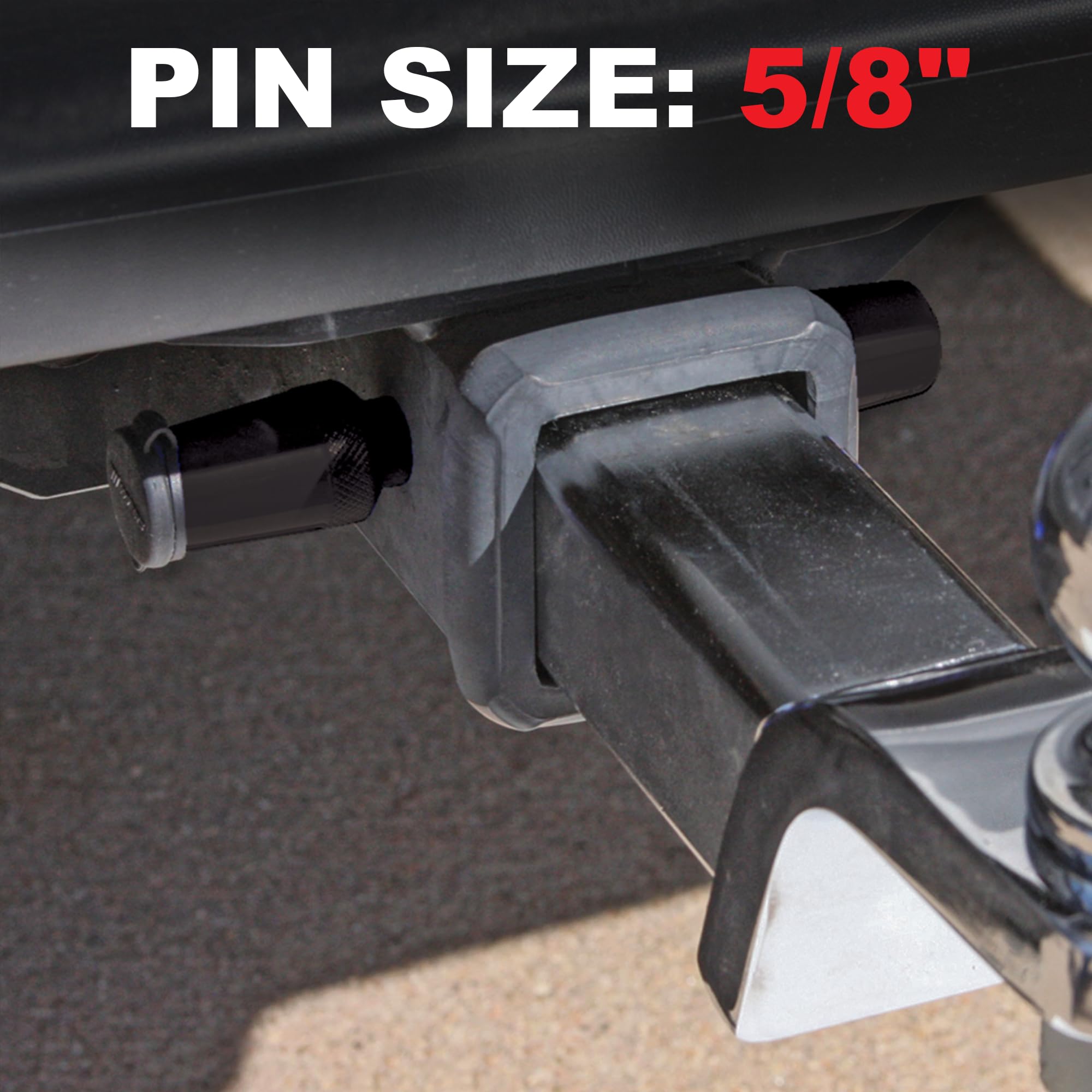 T5Black – Trimax – 5/8" Receiver Lock – 3.5" Span, Fits Class V Hitches, Machine-Forged Chrome Steel, Black Epoxy Coating, Anti-Theft Keyed Lock
