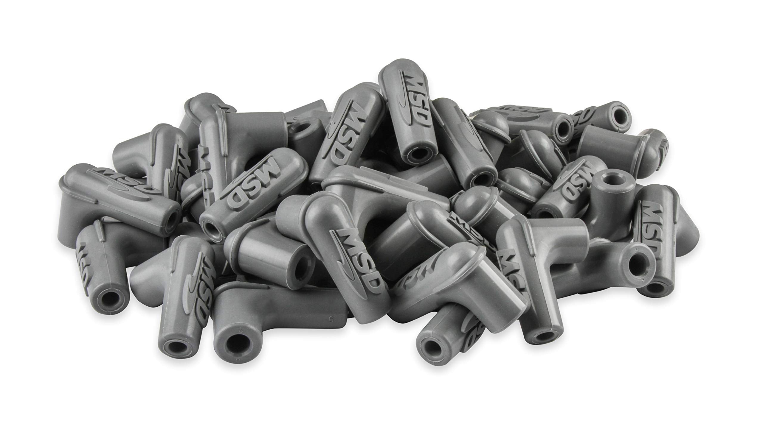 34514 MSD Boots, 90 Degree Logo Spark Plug, Gray Silicone 50EA
